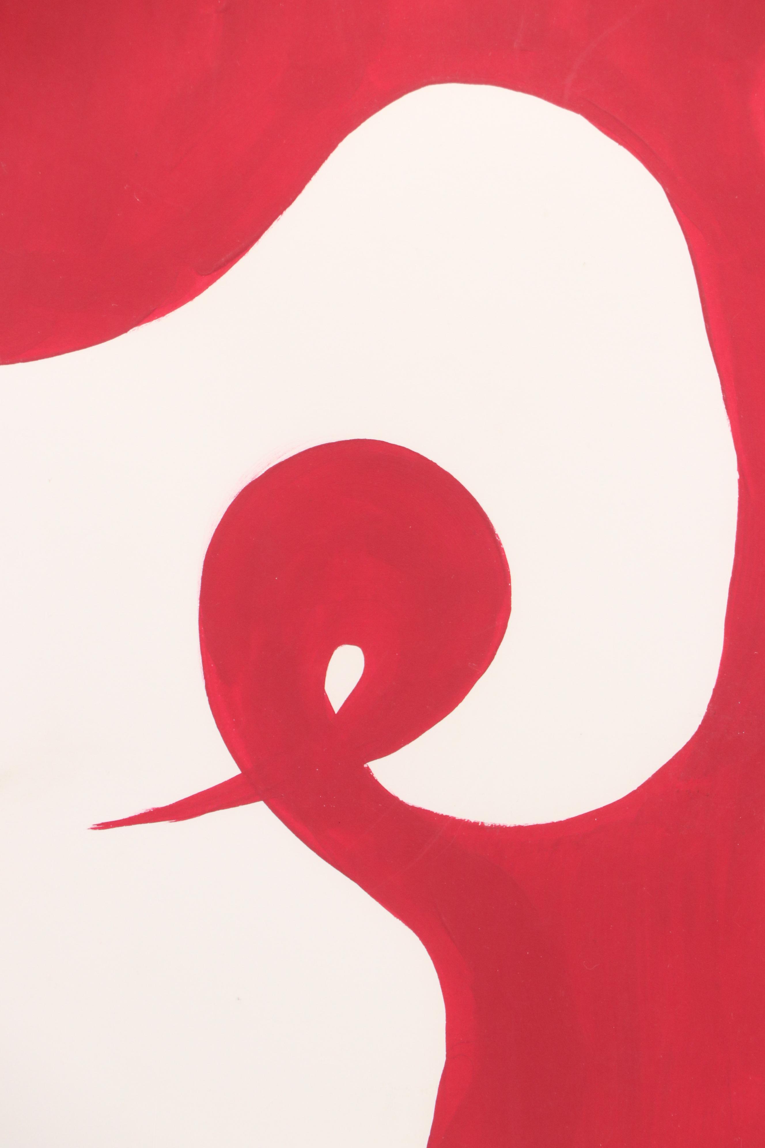 Stylized Mixed Media Painting of White Orchid, Late 20th/21st Century