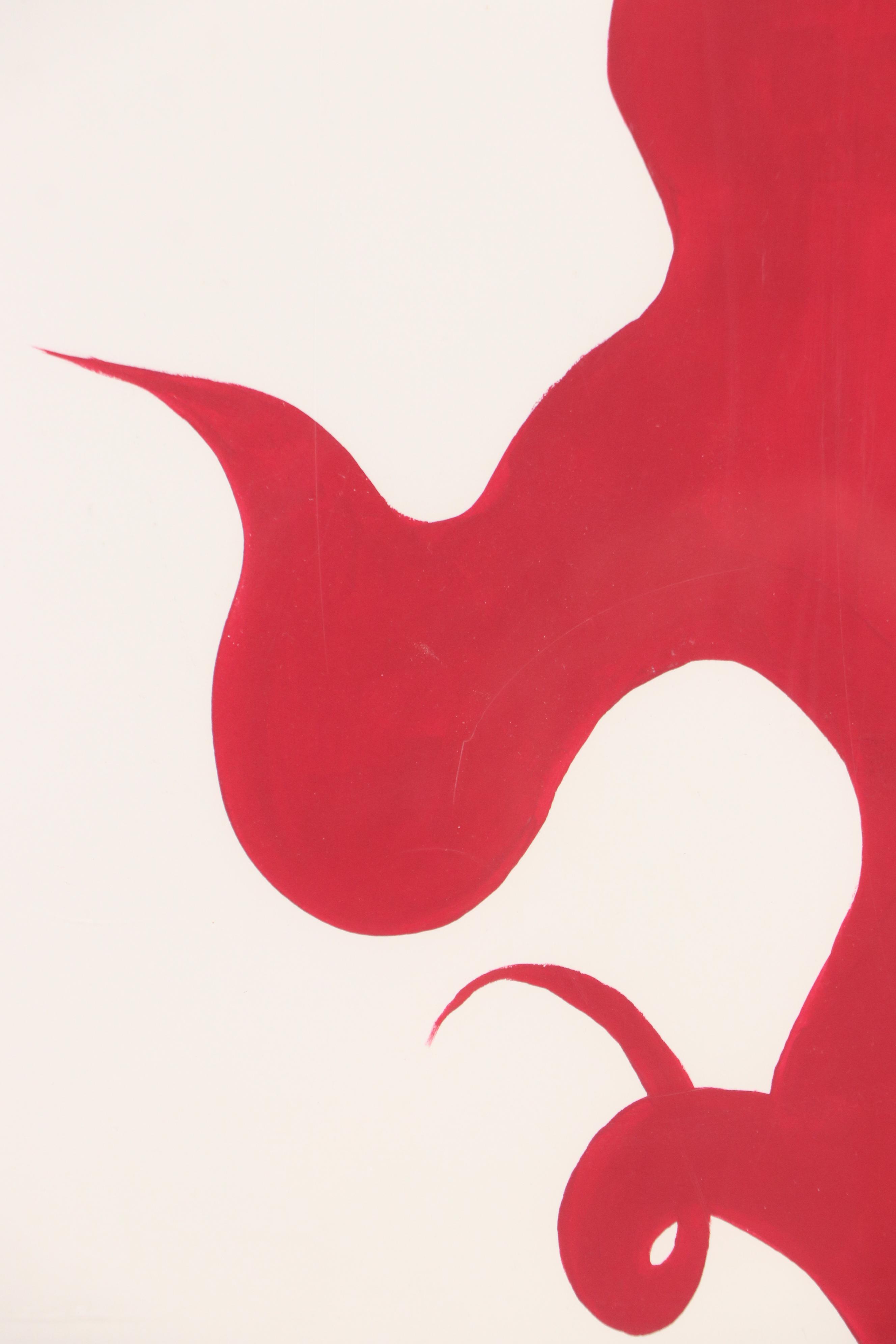 Stylized Mixed Media Painting of White Orchid, Late 20th/21st Century