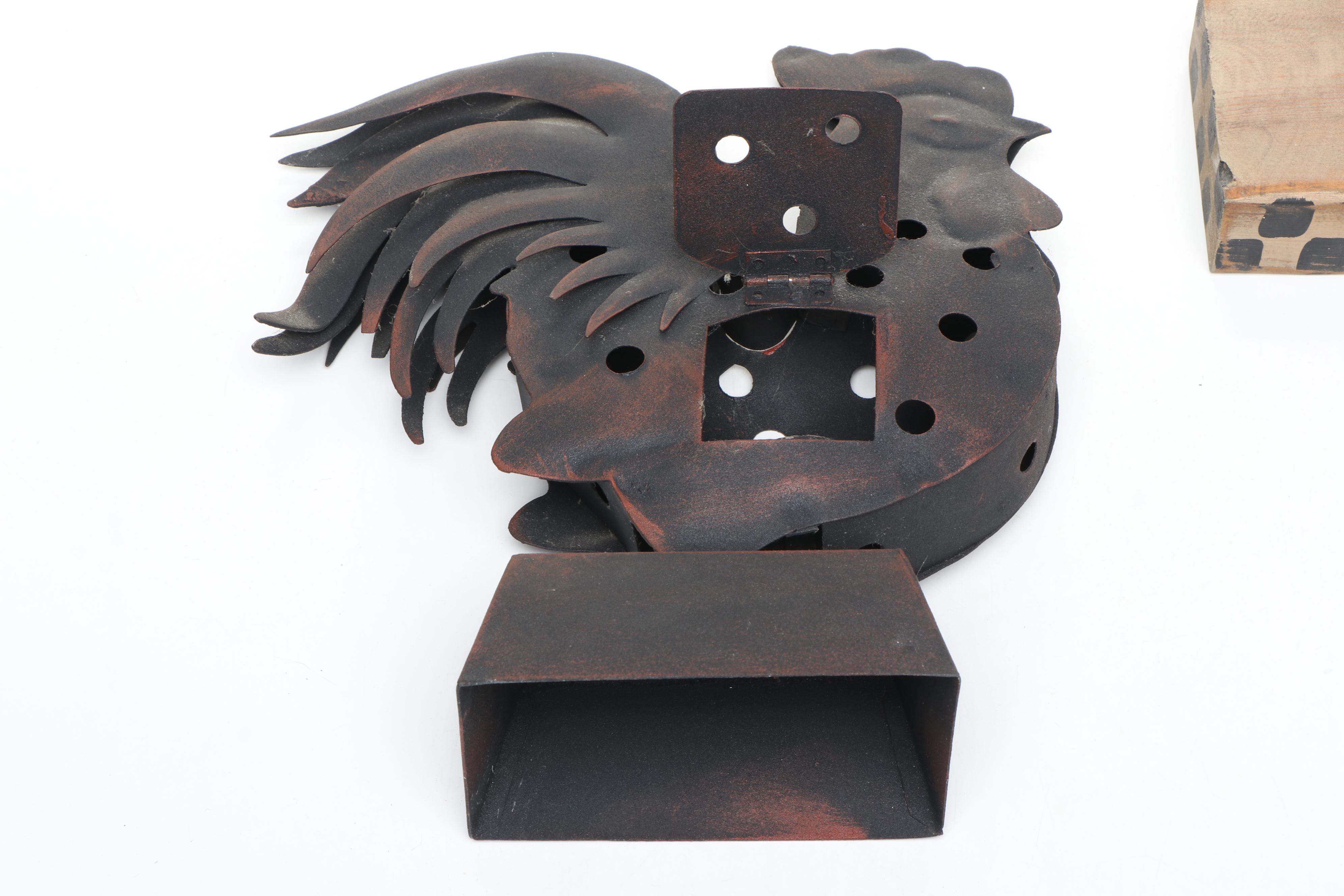 Rustic Style Roosters and Figural Metal Wall Hooks