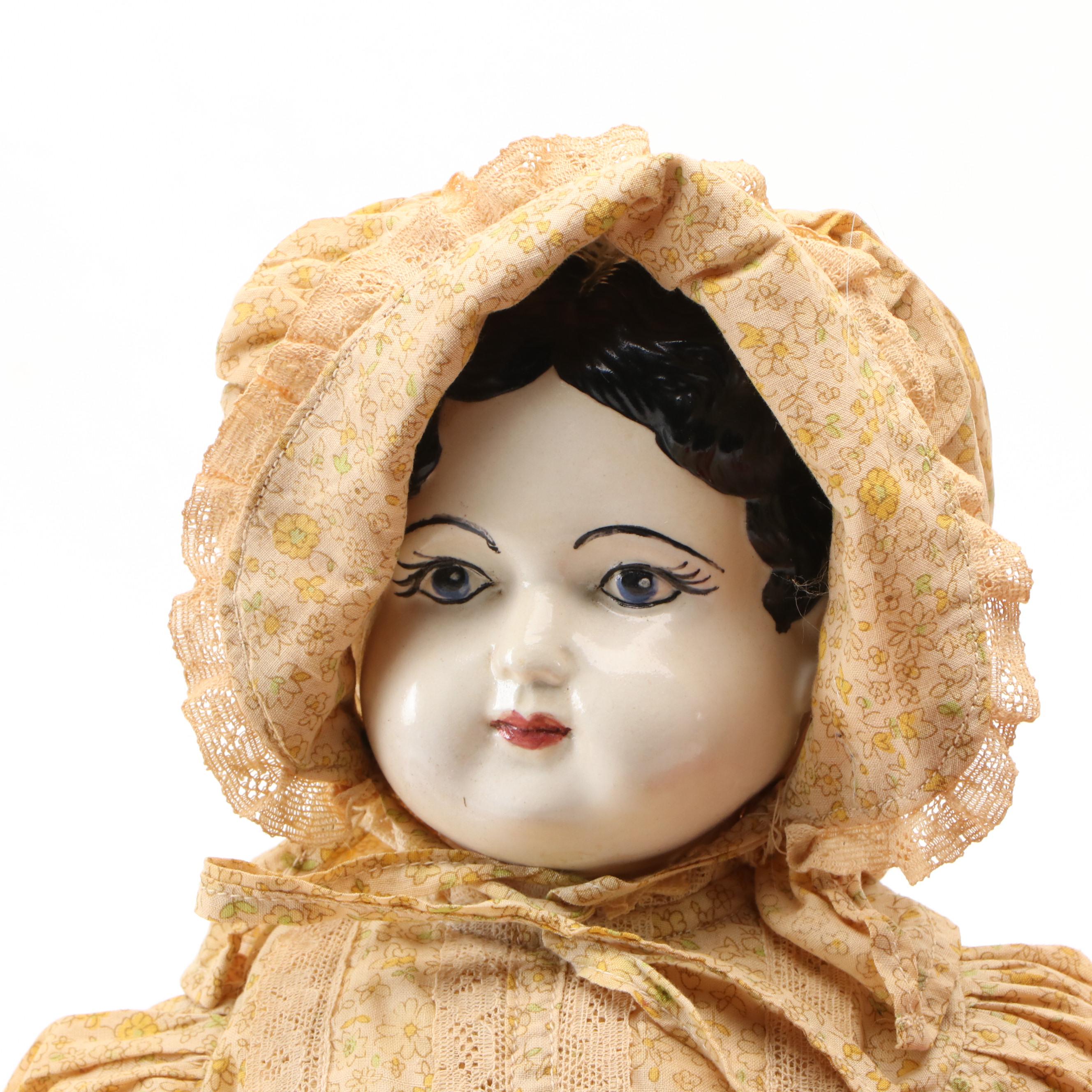 Victorian Style China Head Dolls with Cloth Bodies, 20th Century