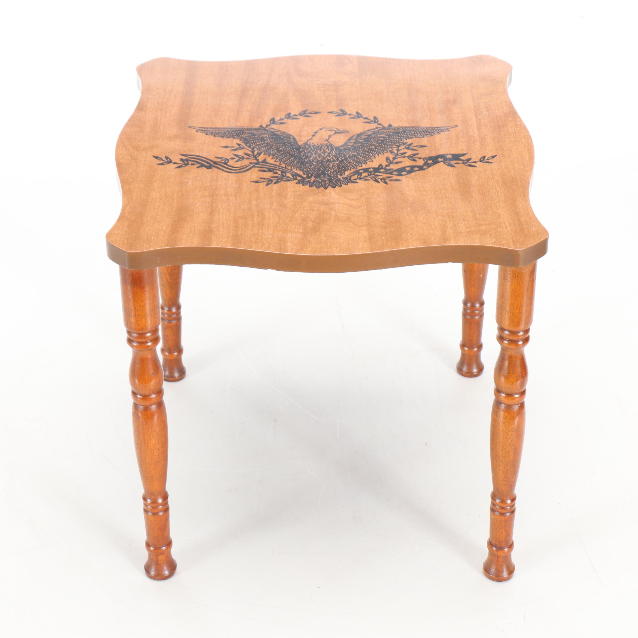 Federal Style Wood Stool and Metal Coal Bucket