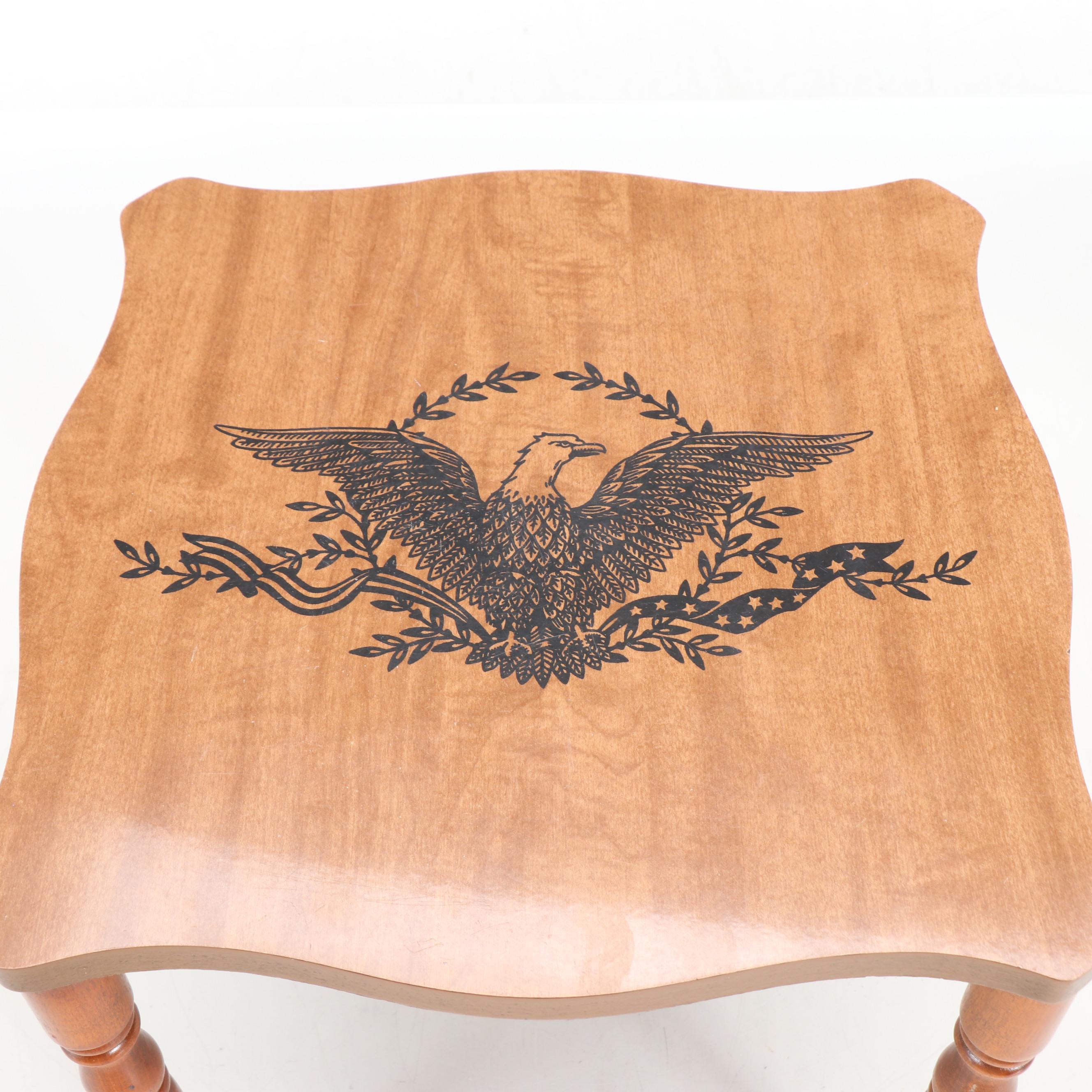 Federal Style Wood Stool and Metal Coal Bucket