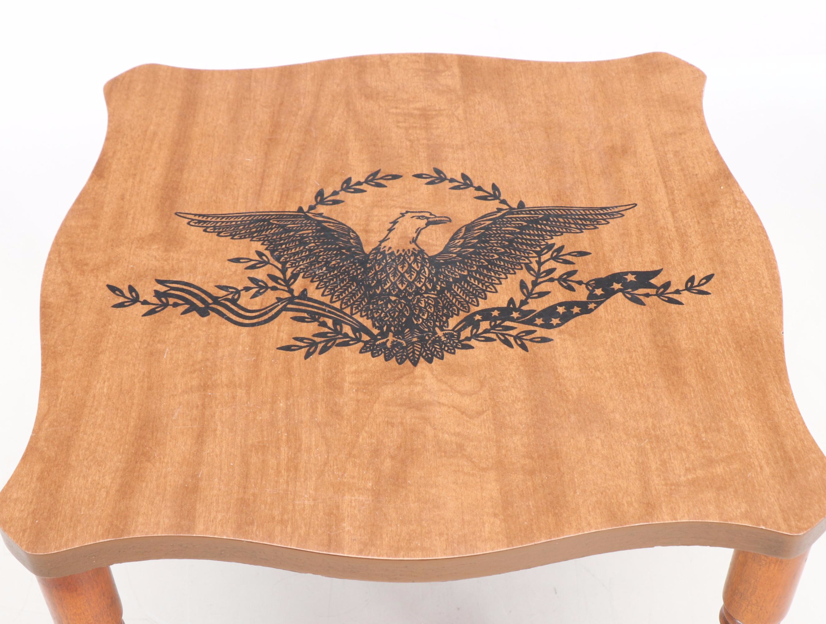 Federal Style Wood Stool and Metal Coal Bucket