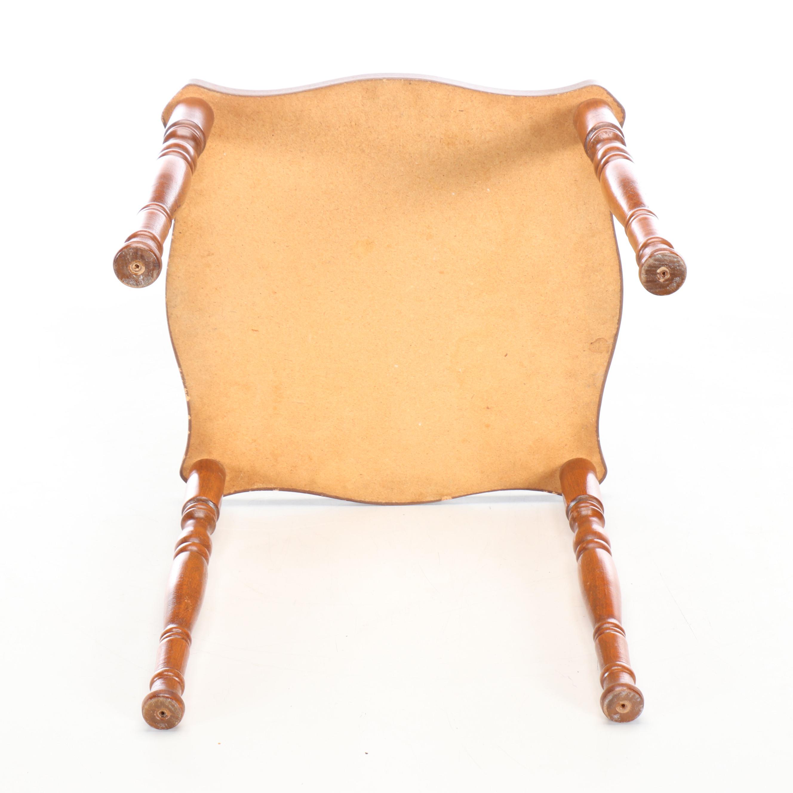 Federal Style Wood Stool and Metal Coal Bucket