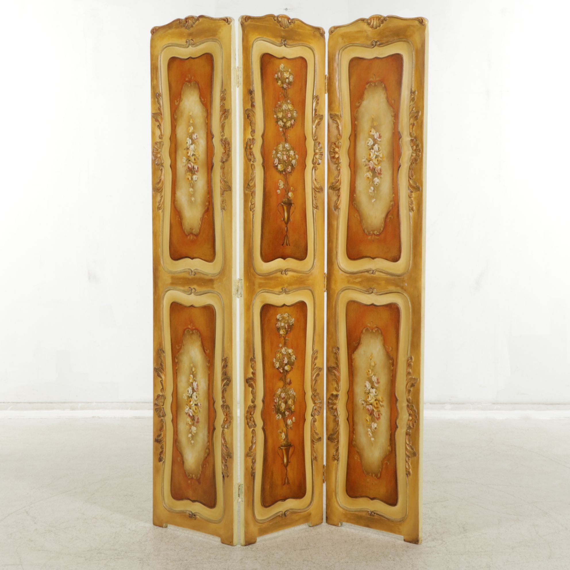 French Provincial Hand Painted Room Screen