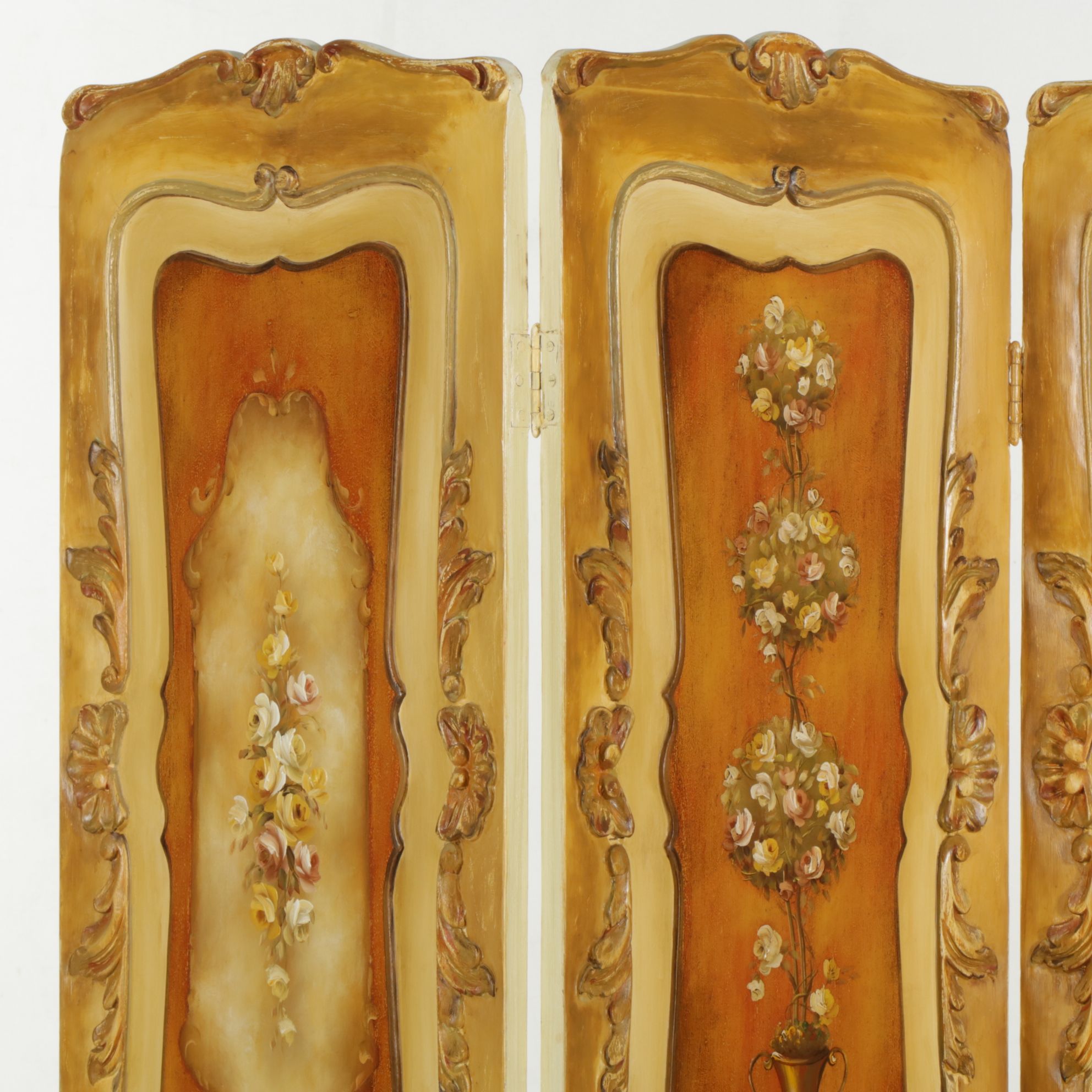 French Provincial Hand Painted Room Screen