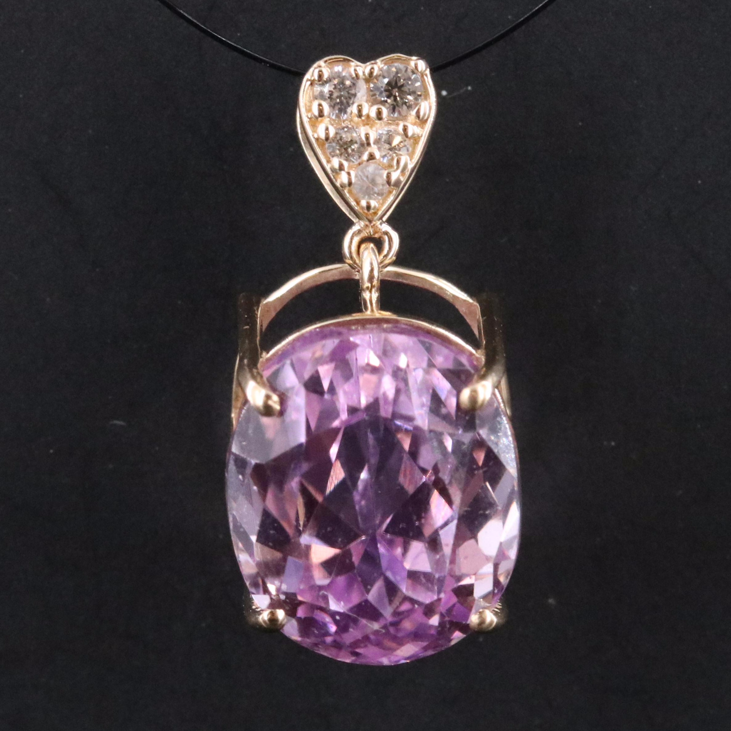 14K Kunzite and White Sapphire Pendant