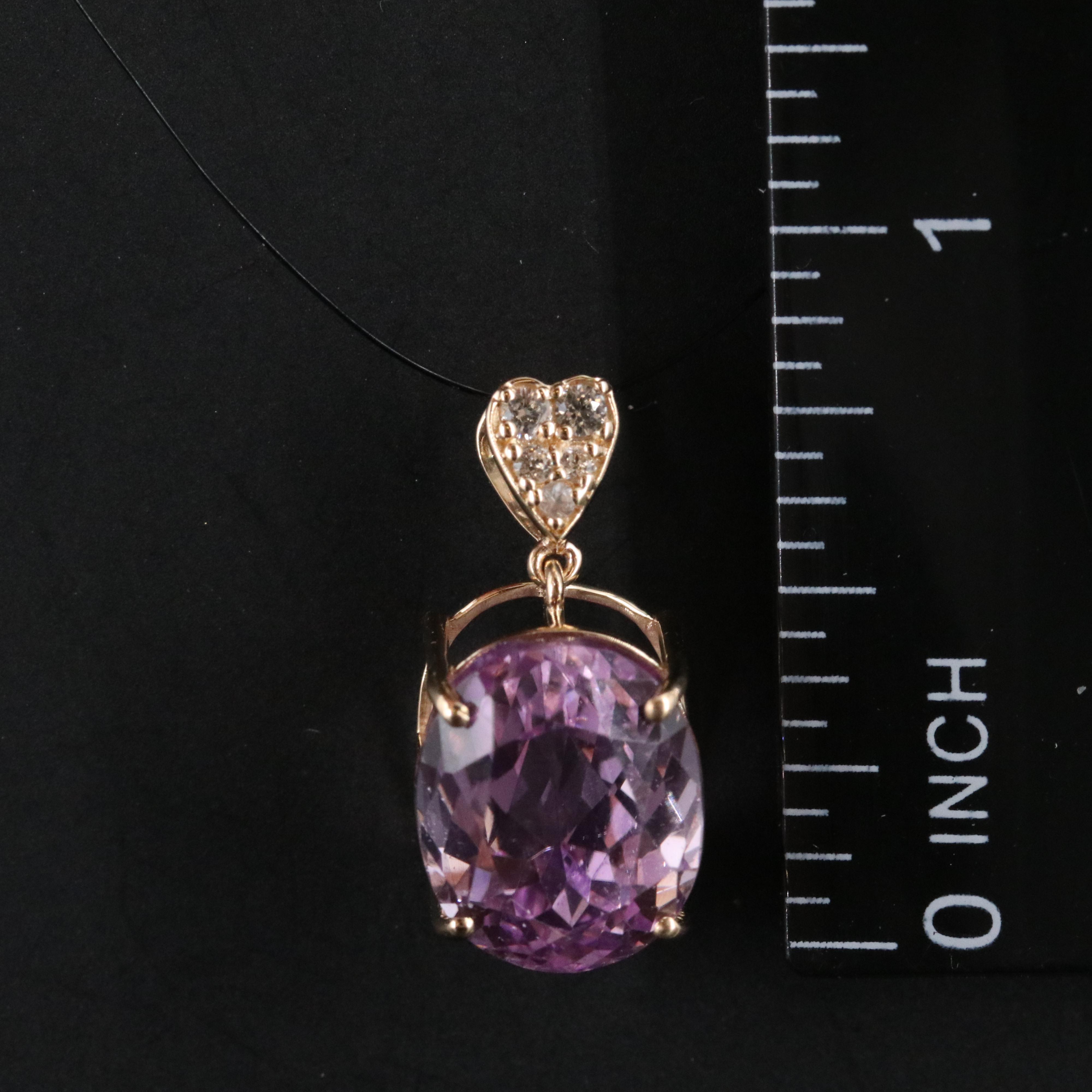 14K Kunzite and White Sapphire Pendant