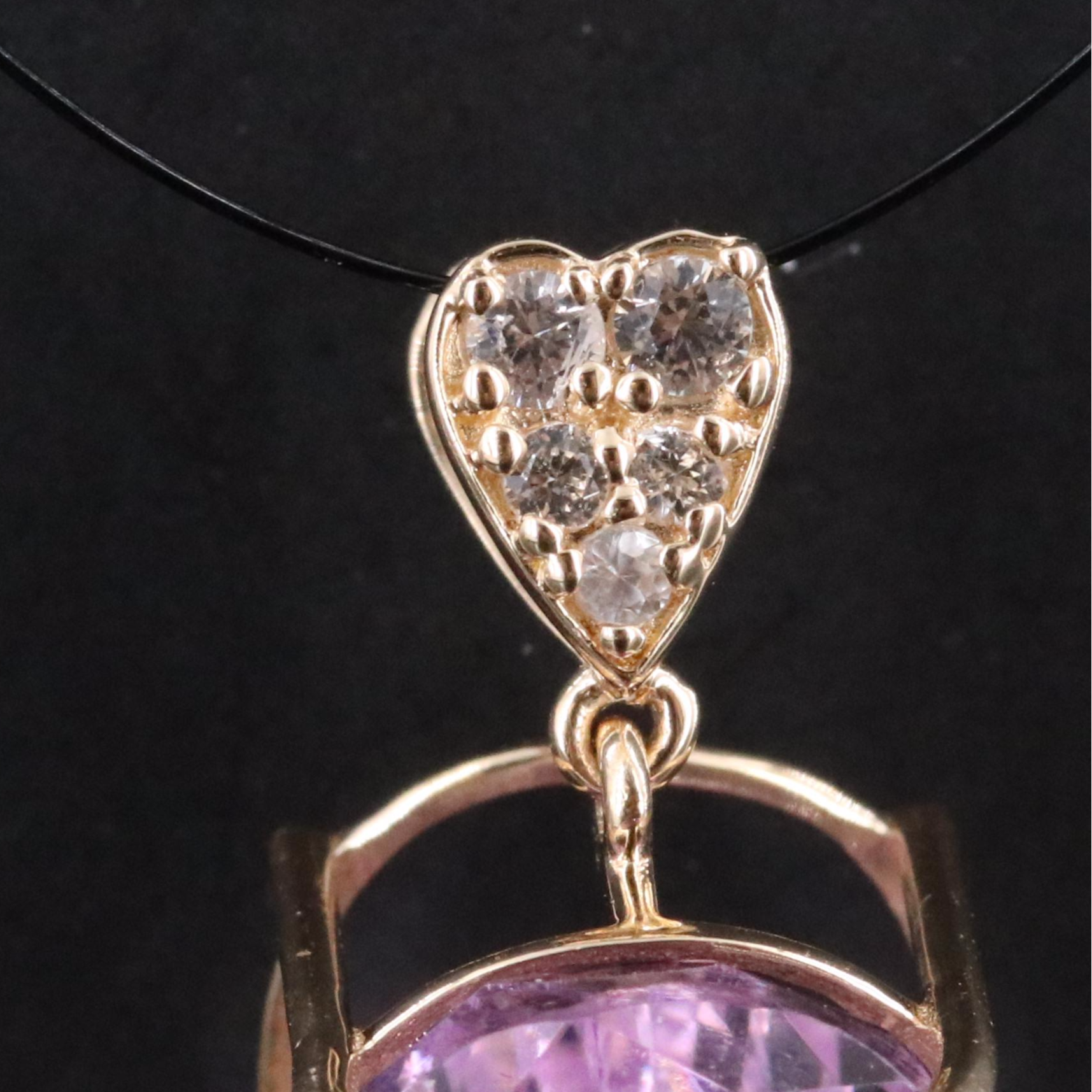 14K Kunzite and White Sapphire Pendant