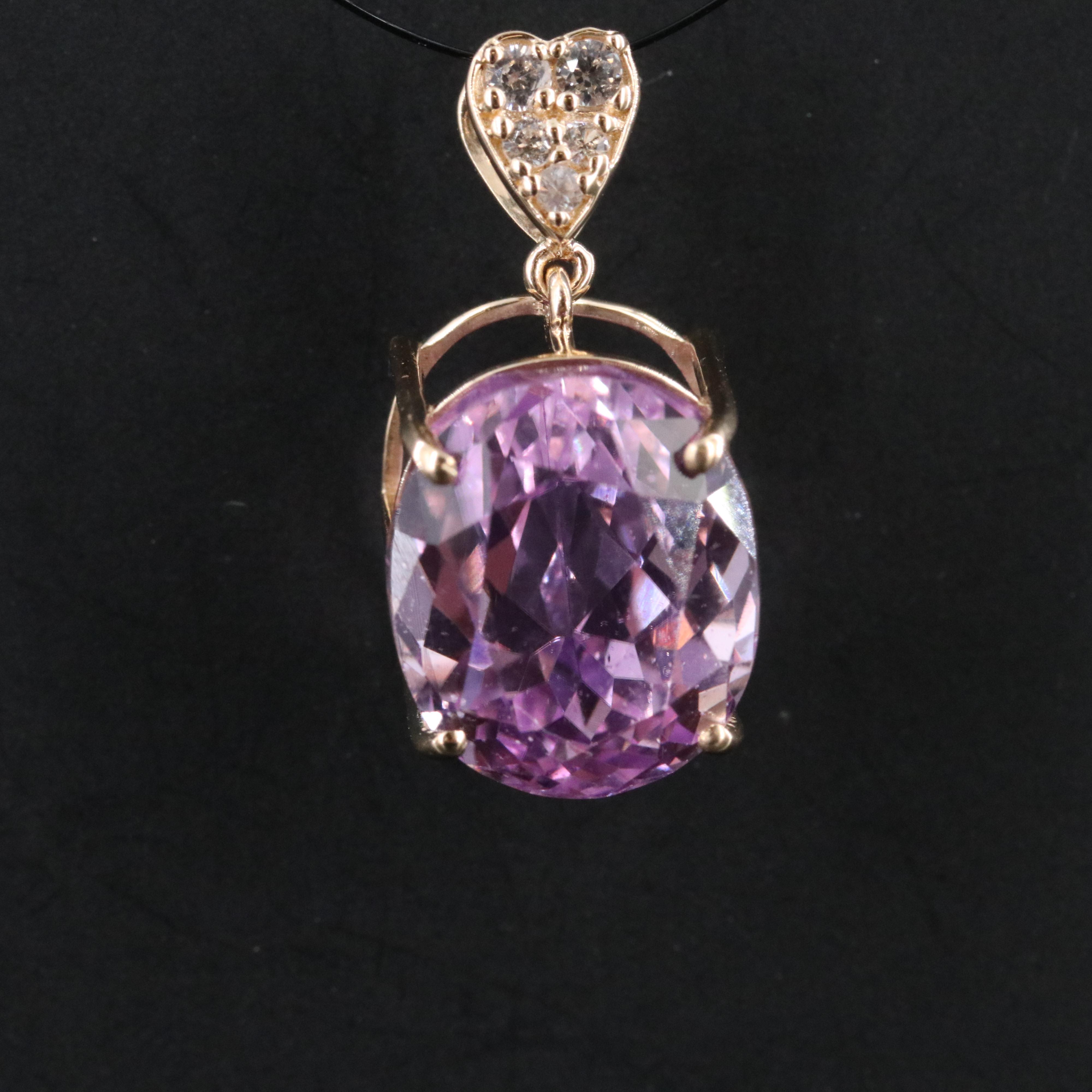 14K Kunzite and White Sapphire Pendant