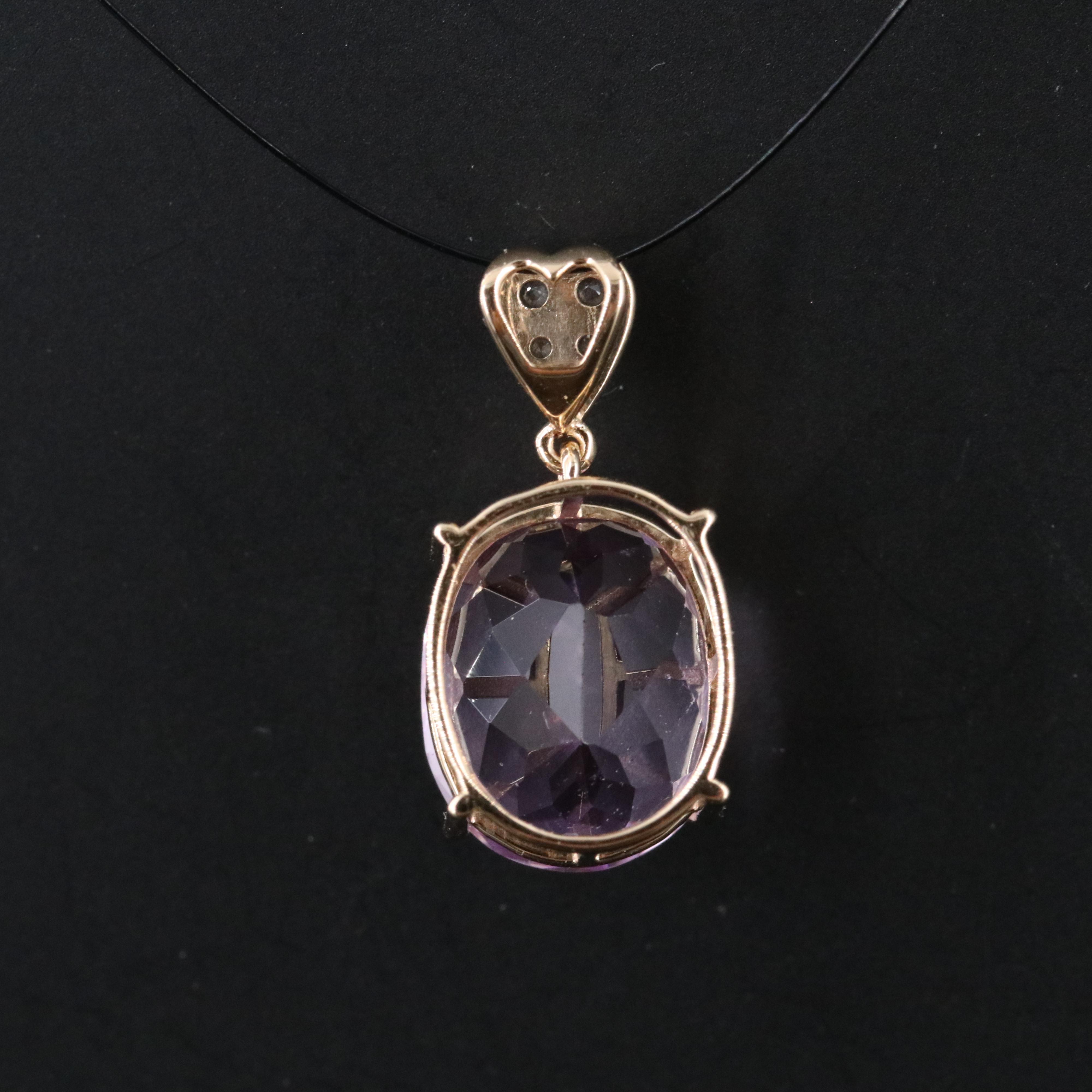 14K Kunzite and White Sapphire Pendant