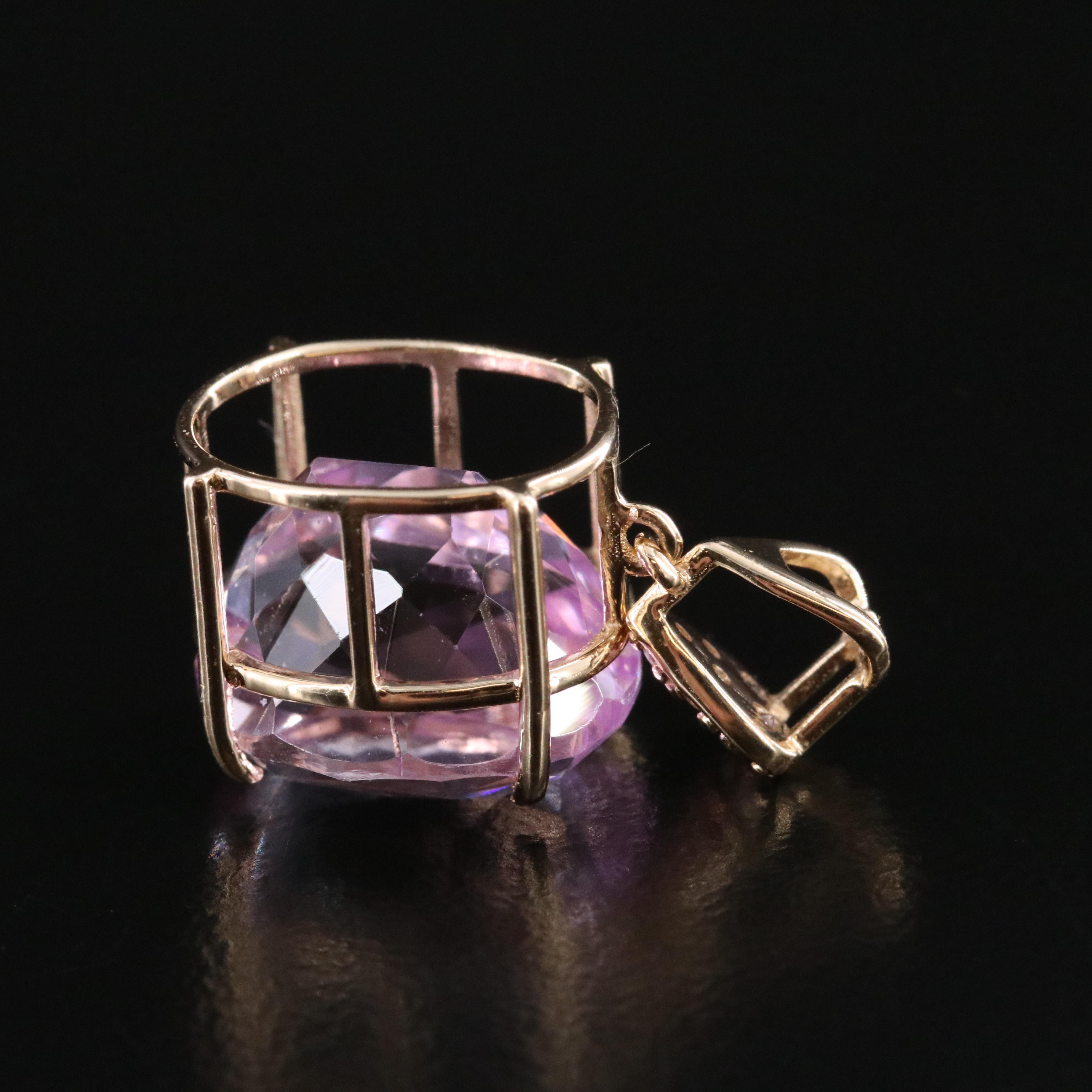 14K Kunzite and White Sapphire Pendant
