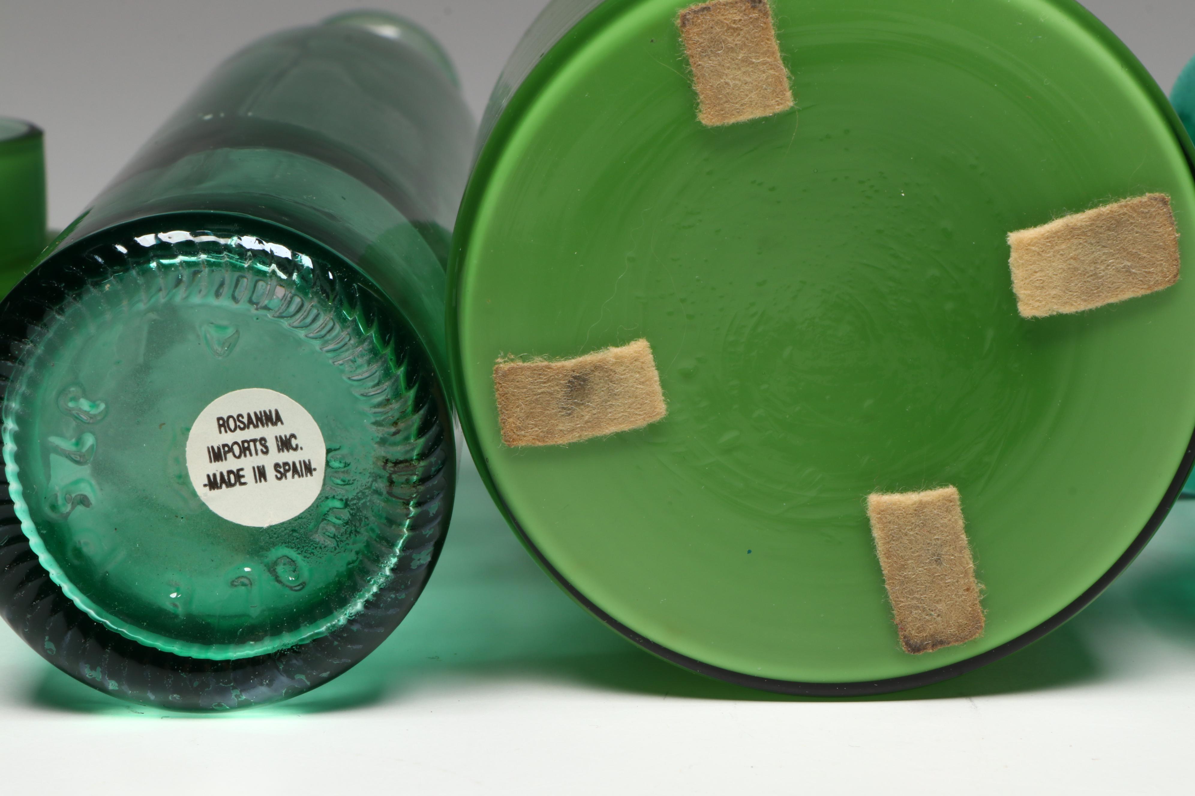 Mid Century Modern Murano Style Cased Green Glass Jar with Other Décor