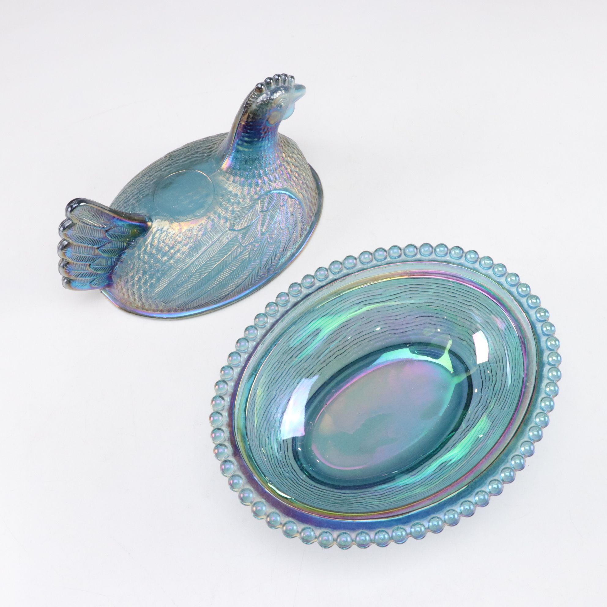 Fenton Pink Fairy Lamp, Carnival Glass Hen on Nest, Seashell Boxes & More