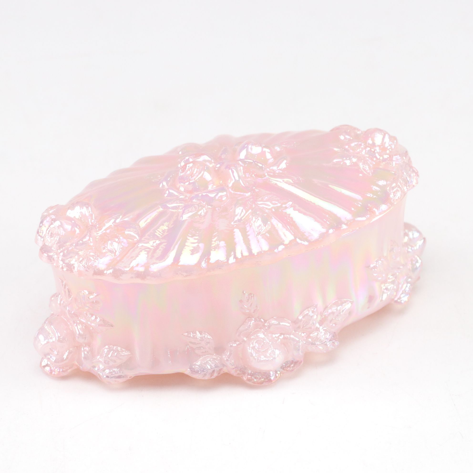 Fenton Pink Fairy Lamp, Carnival Glass Hen on Nest, Seashell Boxes & More