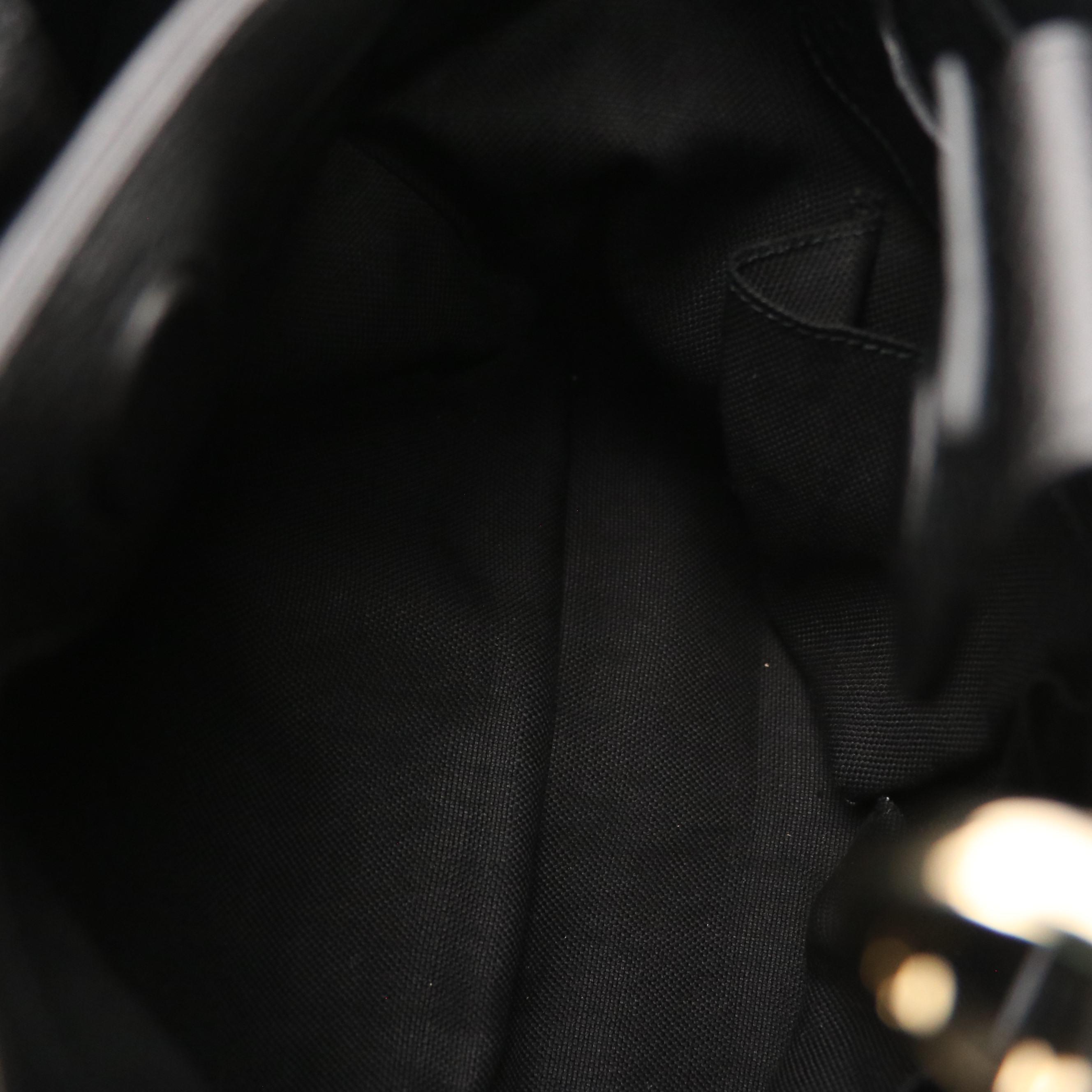 Gucci Bamboo Handle Tote in Black Grained Calfskin Leather