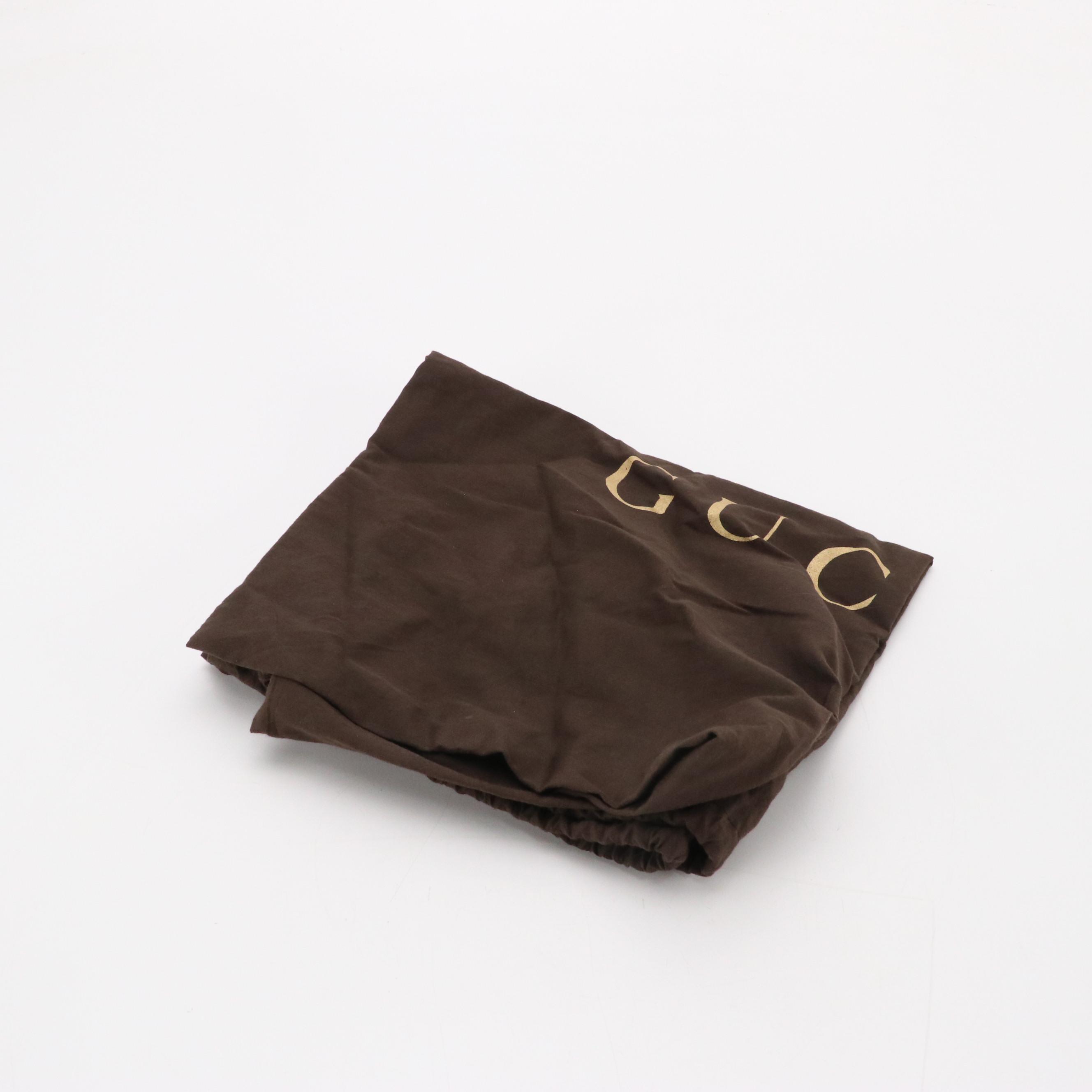 Gucci Bamboo Handle Tote in Black Grained Calfskin Leather