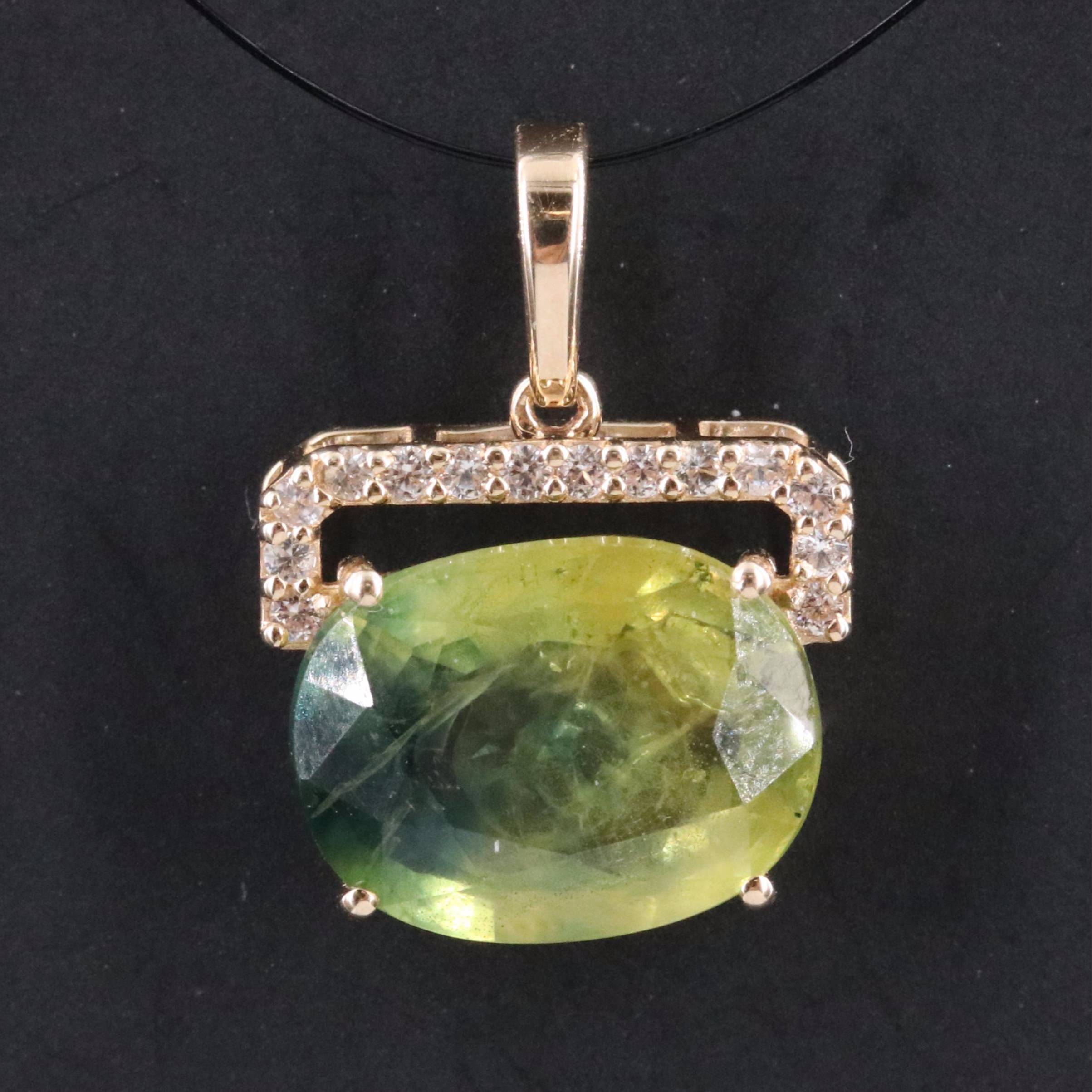 14K Bi-Color Sapphire and White Sapphire Pendant