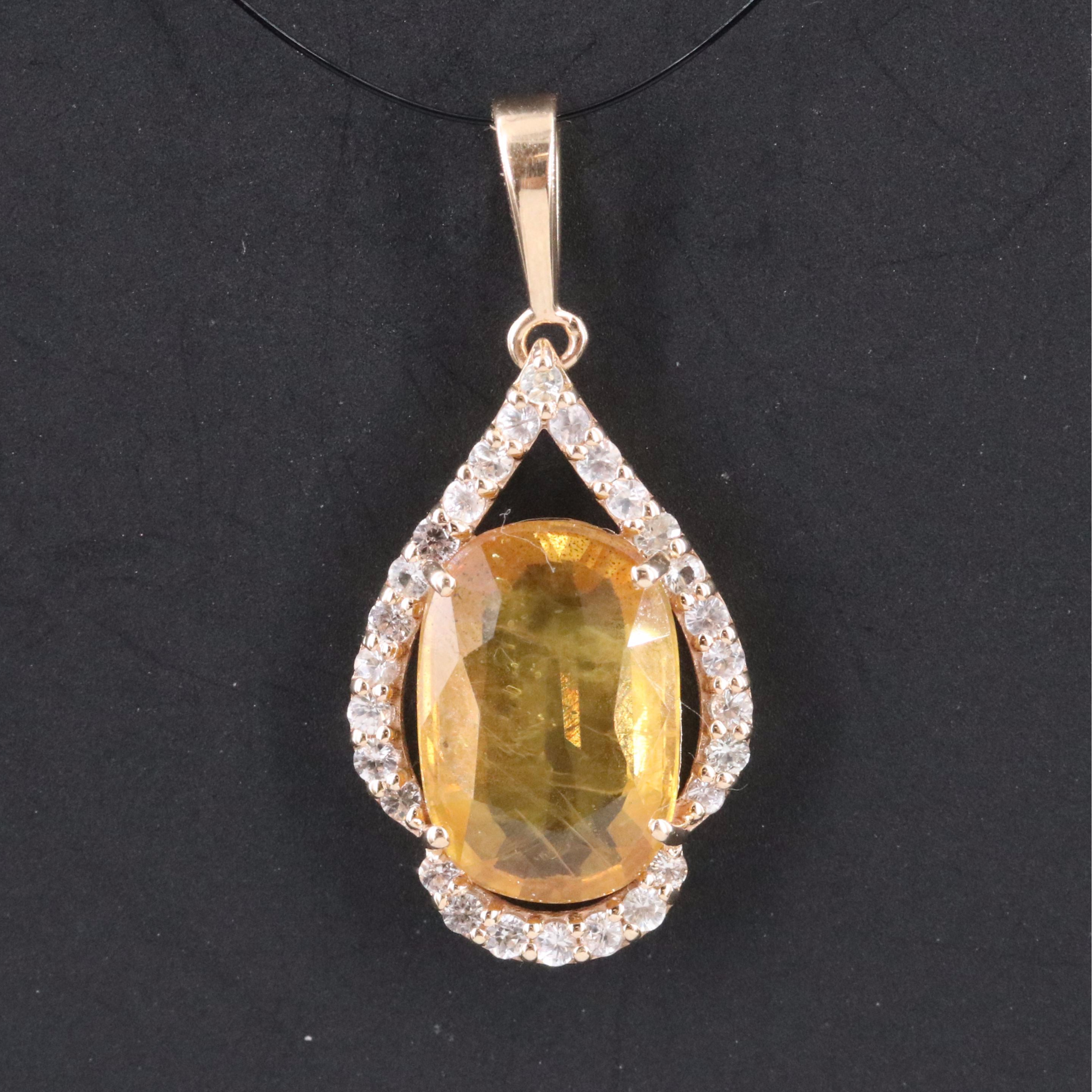 14K Yellow and White Sapphire Pendant
