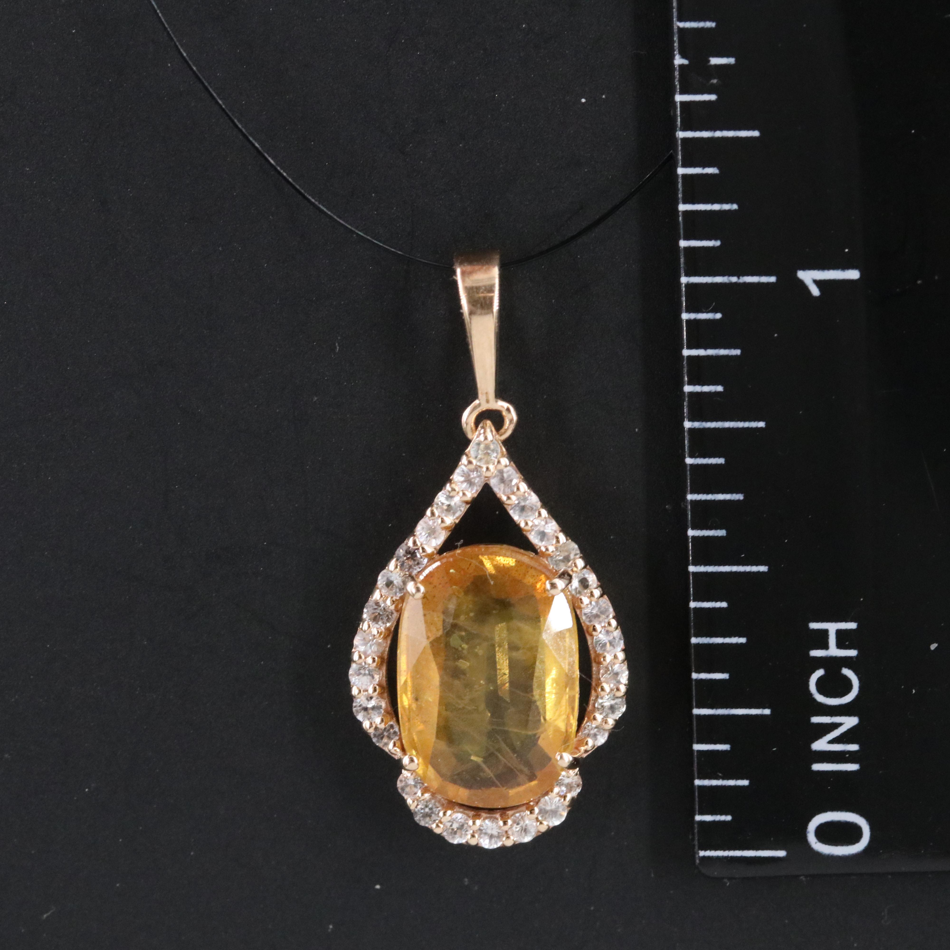 14K Yellow and White Sapphire Pendant