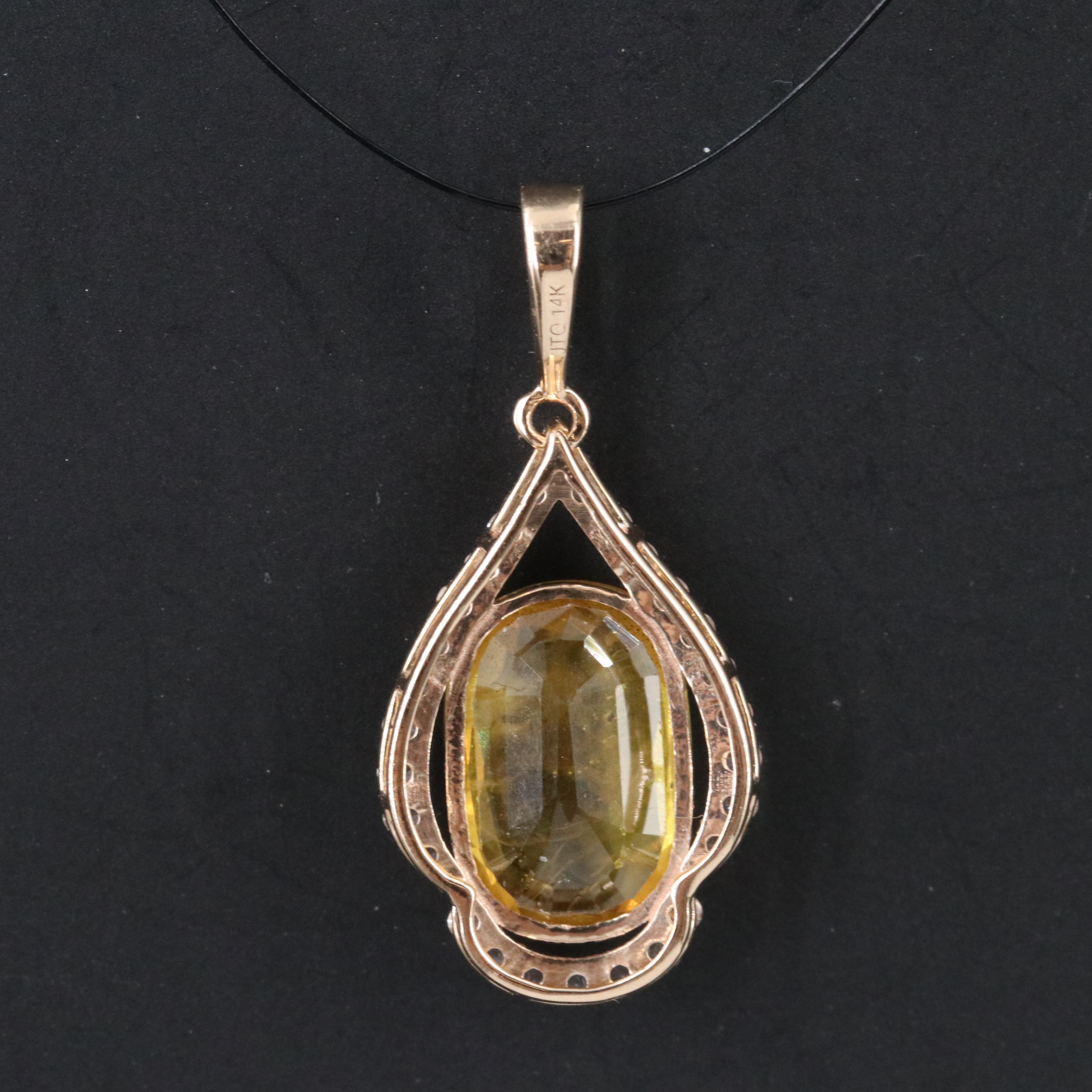 14K Yellow and White Sapphire Pendant
