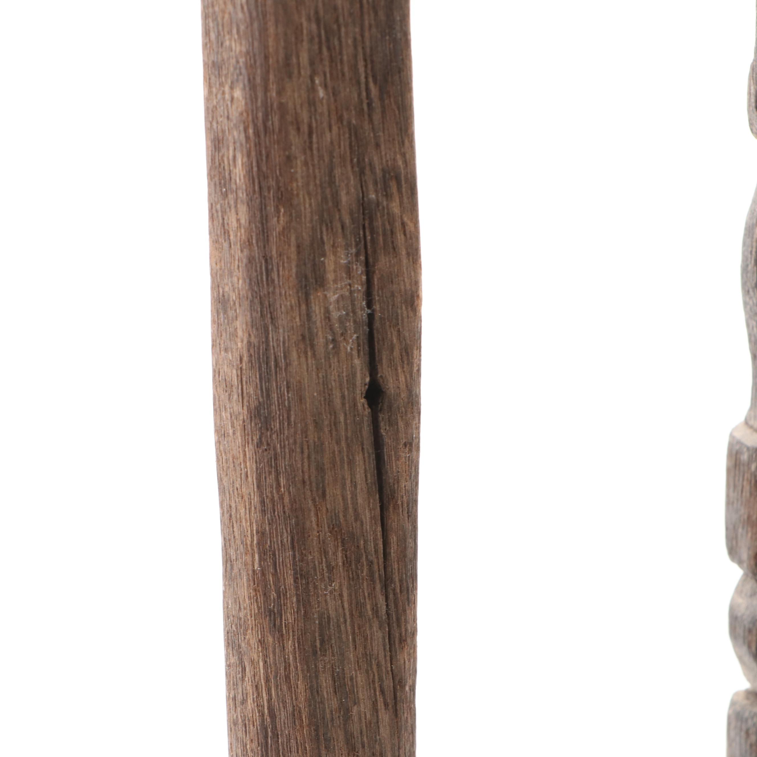 Timor Style Carved Softwood Property Sticks, Set of Three with Stand