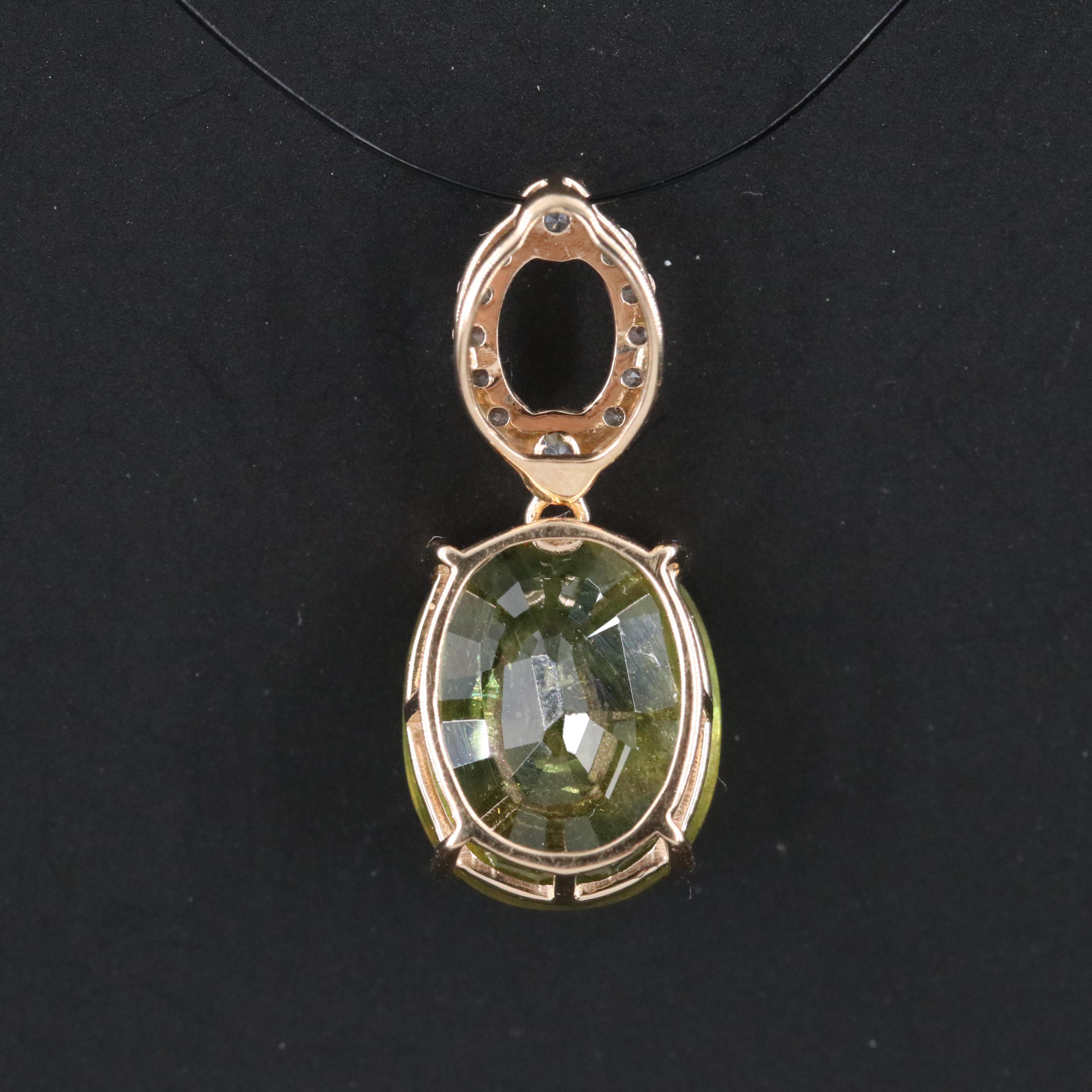 14K  Green Sapphire and White Sapphire Pendant