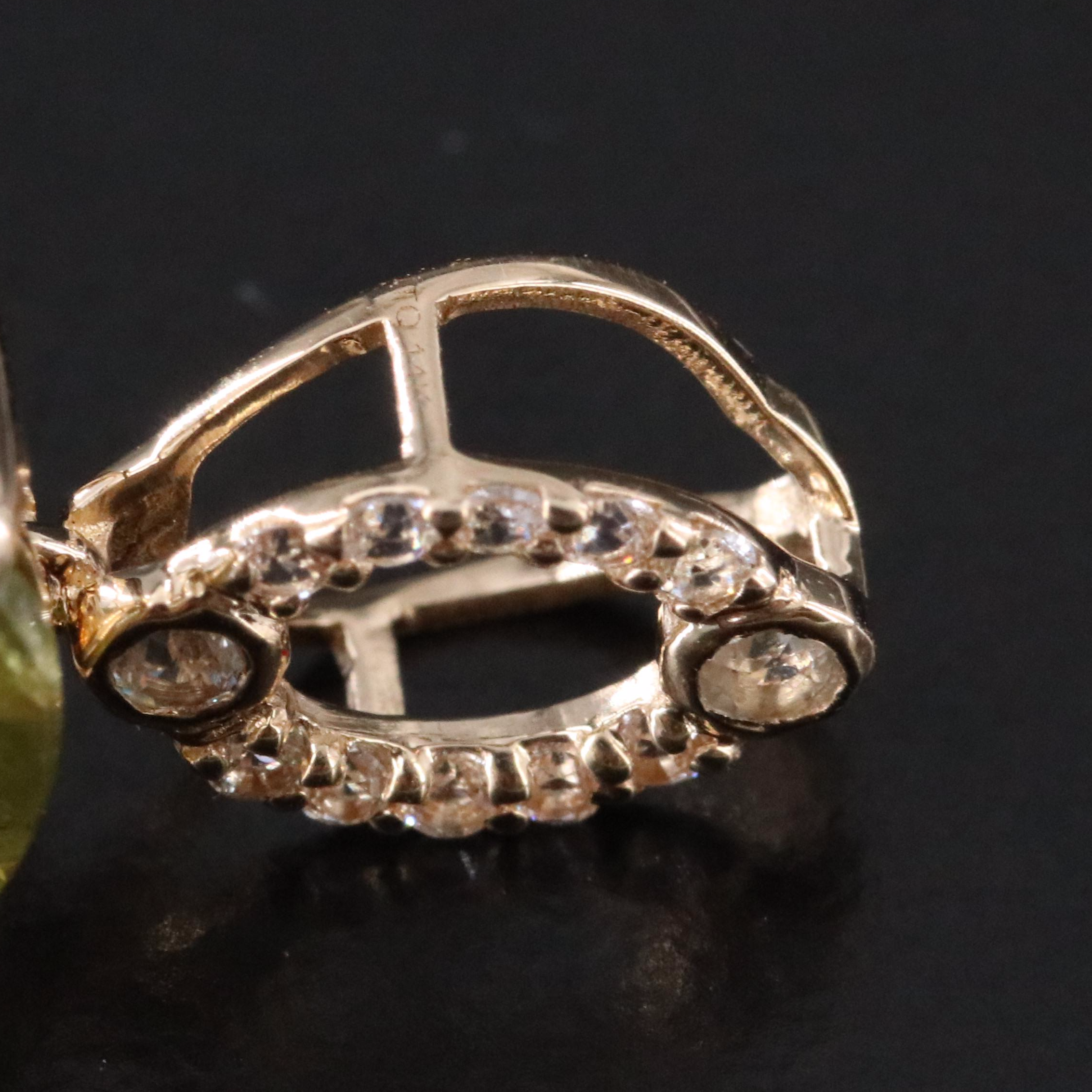 14K  Green Sapphire and White Sapphire Pendant