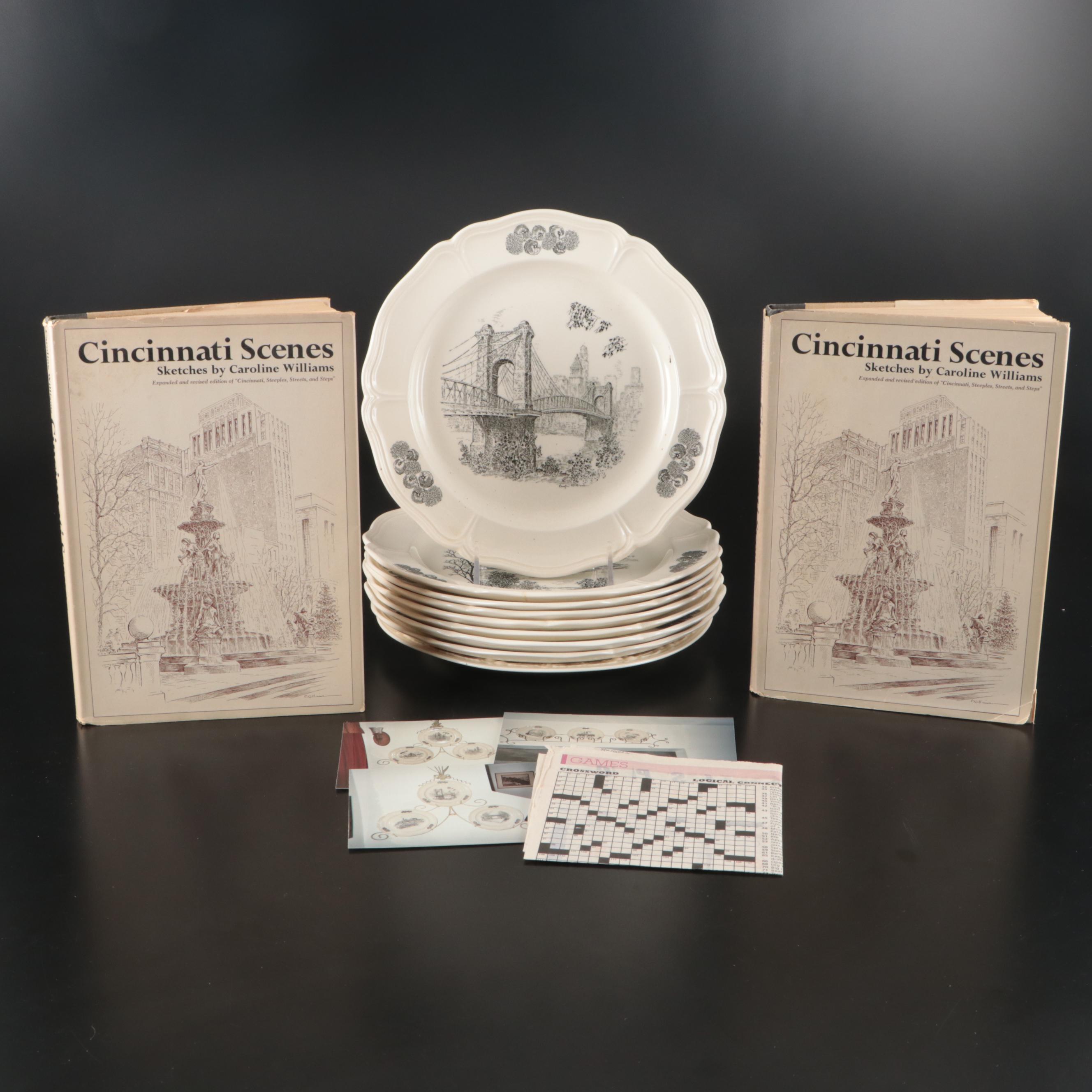 Caroline Williams for Wedgwood Cincinnati Plates with Signed "Cincinnati Scenes"