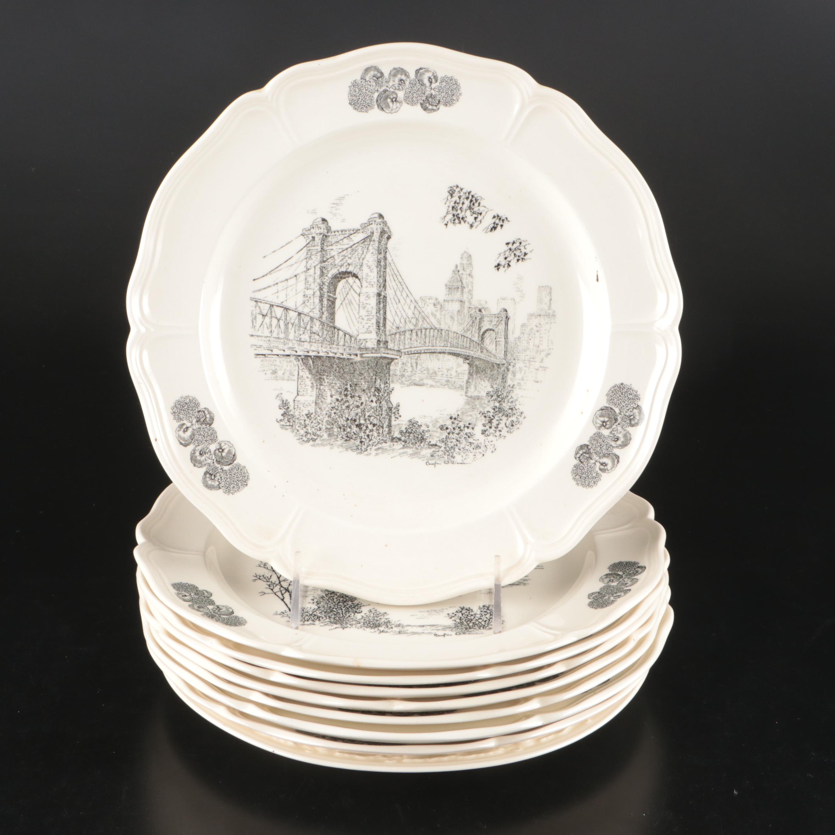 Caroline Williams for Wedgwood Cincinnati Plates with Signed "Cincinnati Scenes"