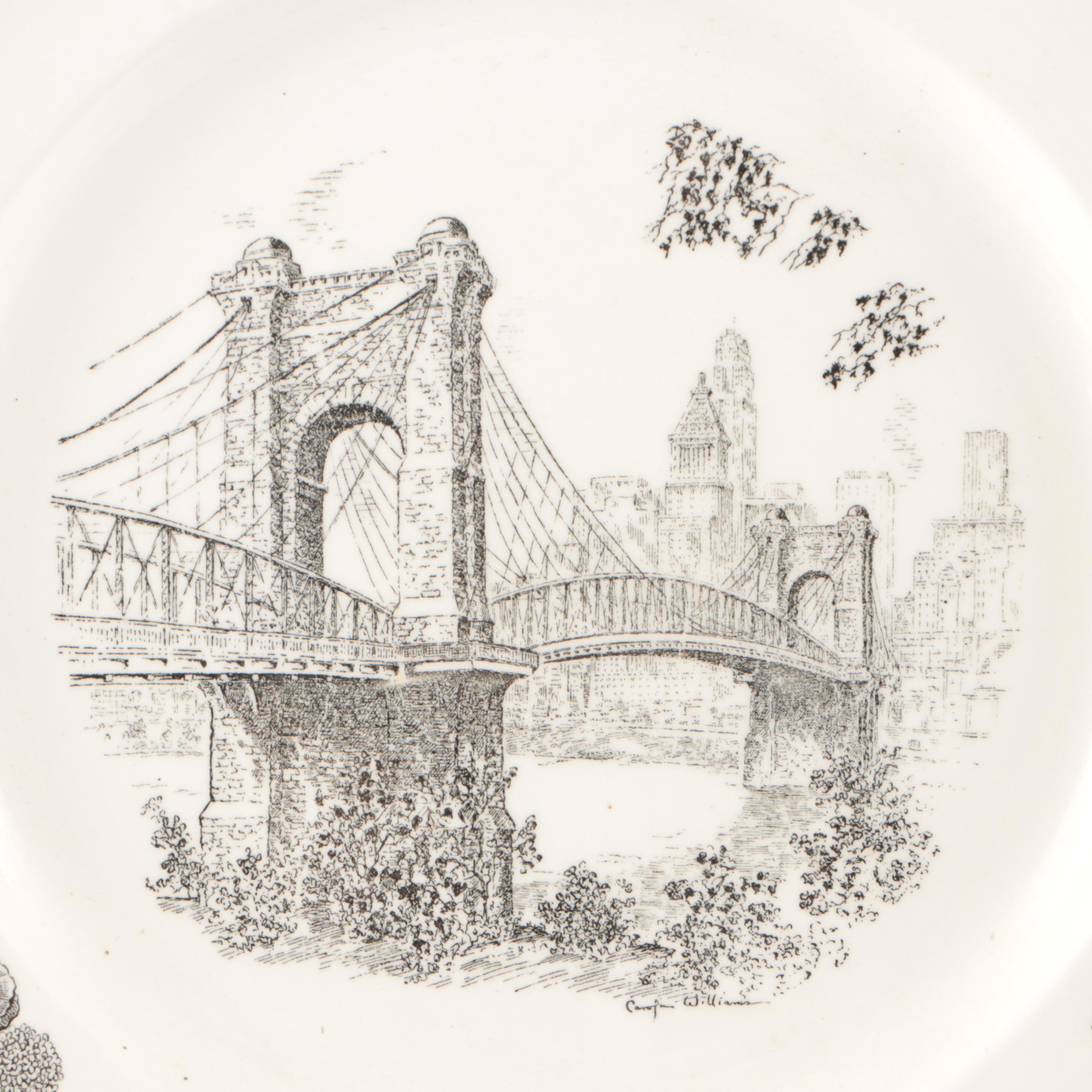 Caroline Williams for Wedgwood Cincinnati Plates with Signed "Cincinnati Scenes"