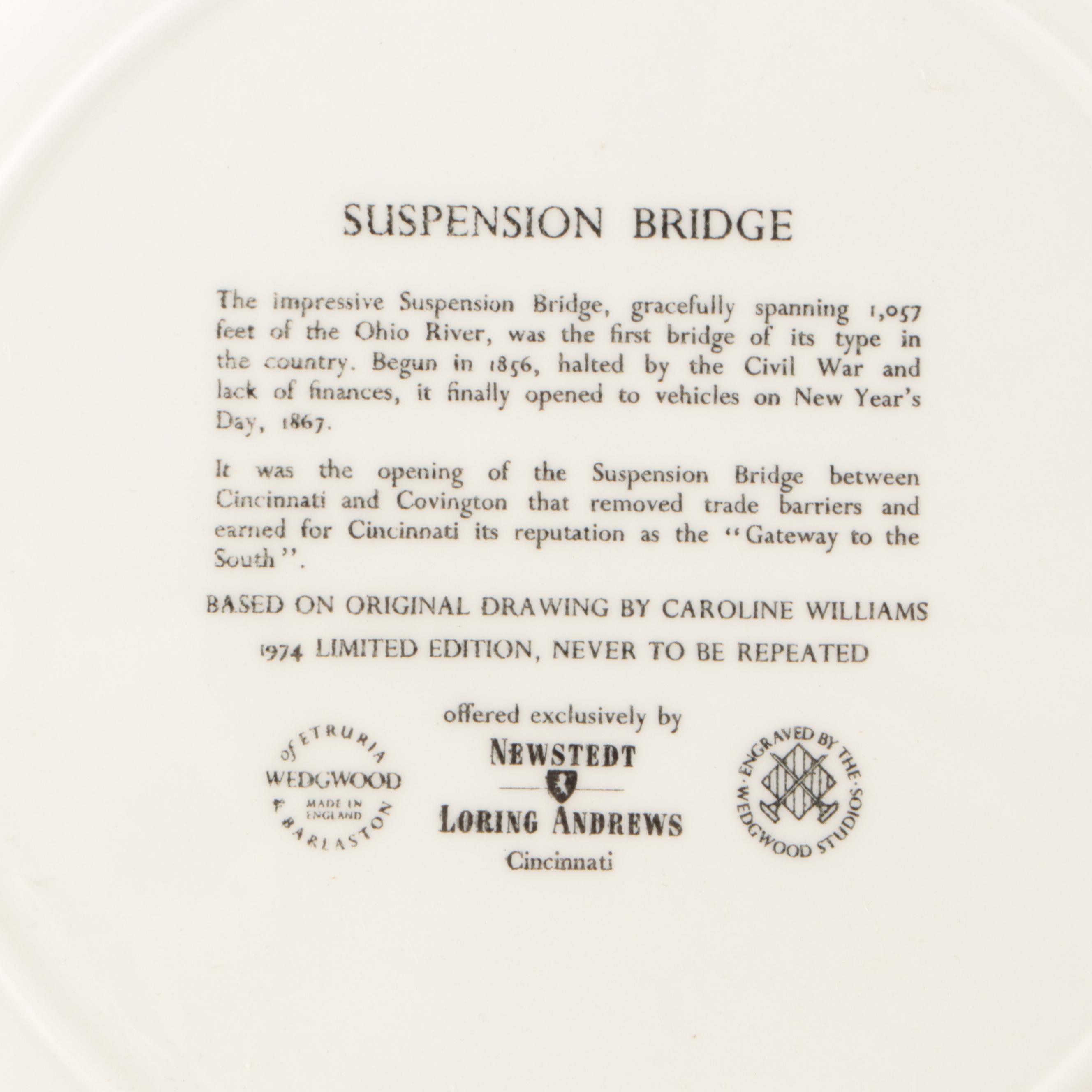 Caroline Williams for Wedgwood Cincinnati Plates with Signed "Cincinnati Scenes"