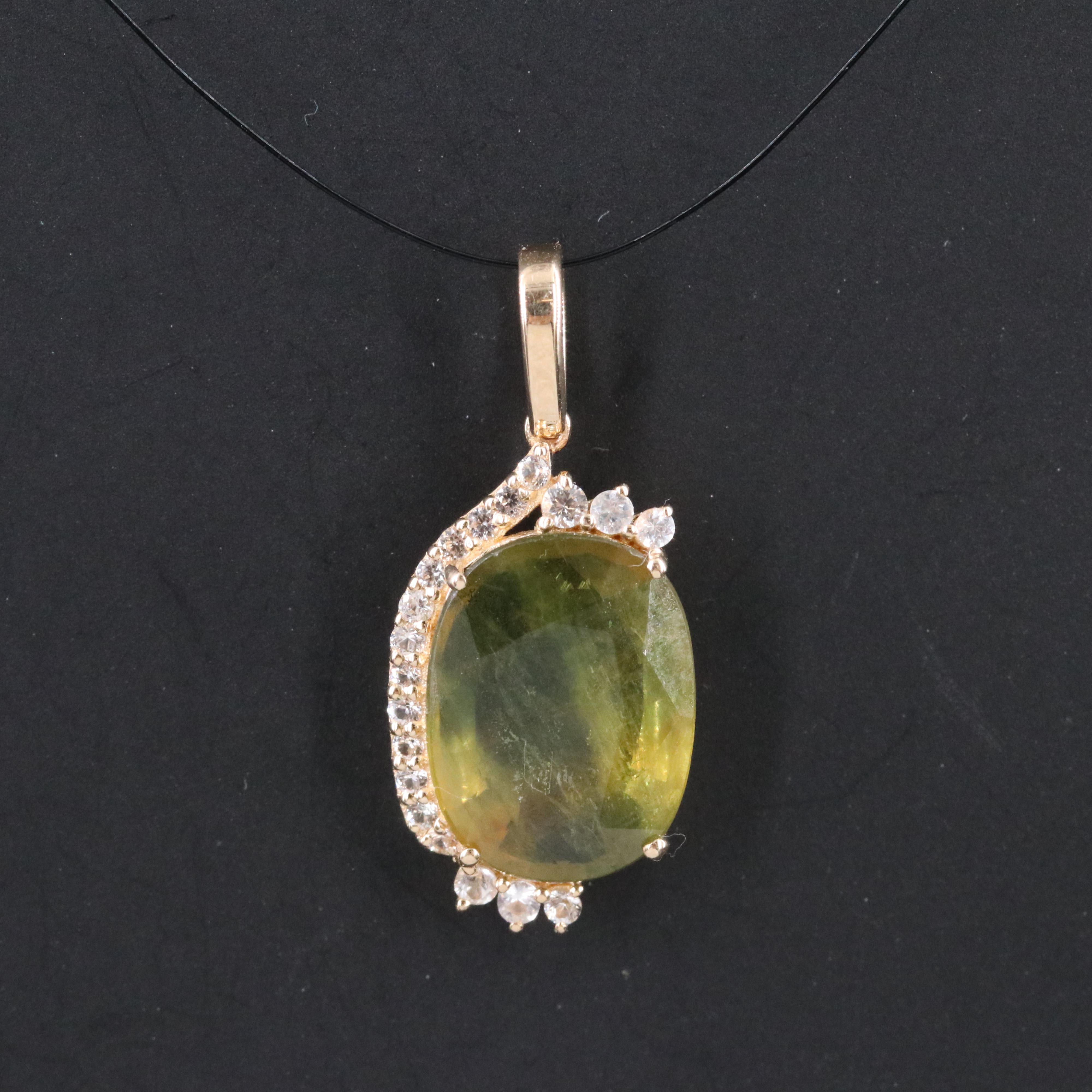14K Bi-Color and White Sapphire Pendant