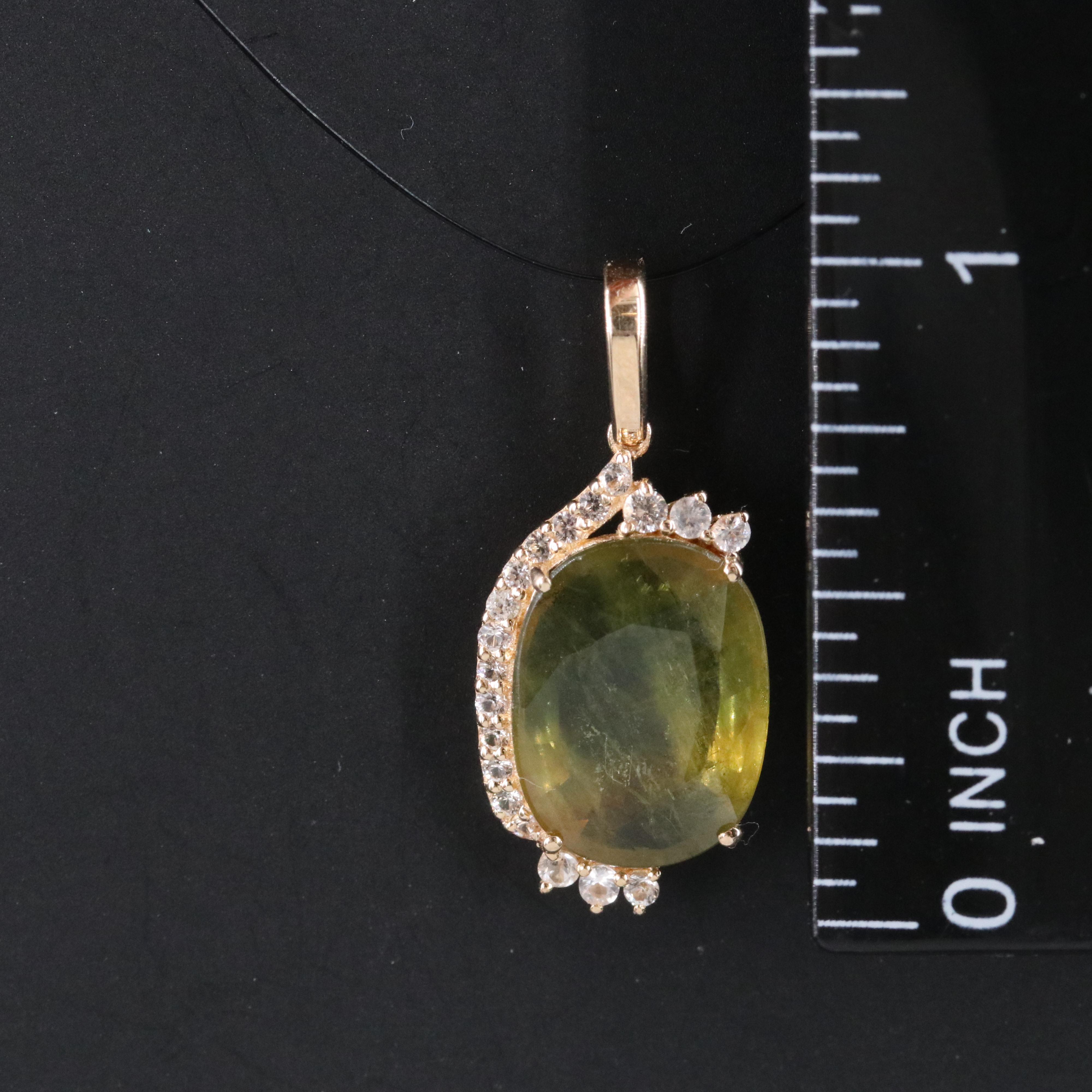14K Bi-Color and White Sapphire Pendant