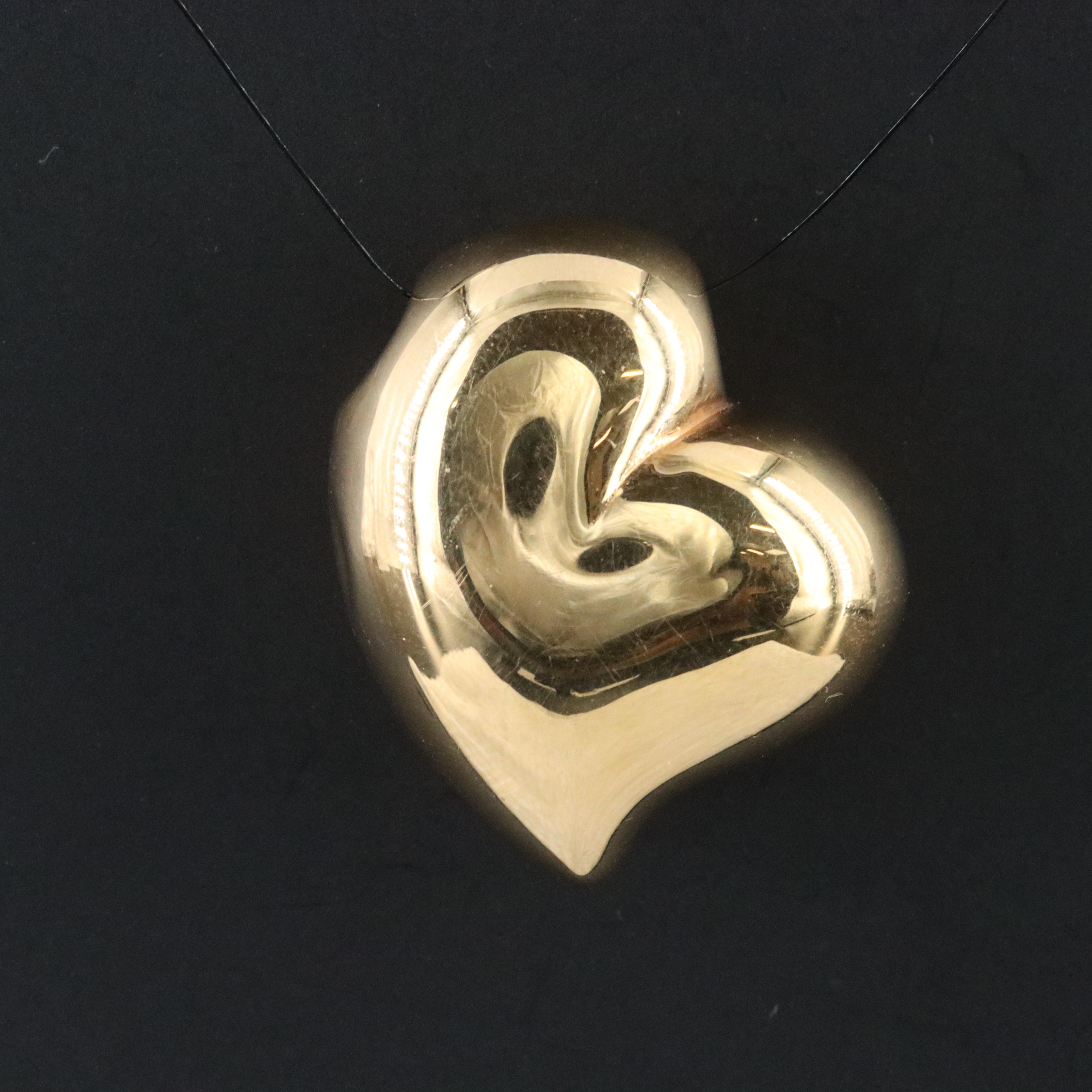 18K Puff Heart Pendant