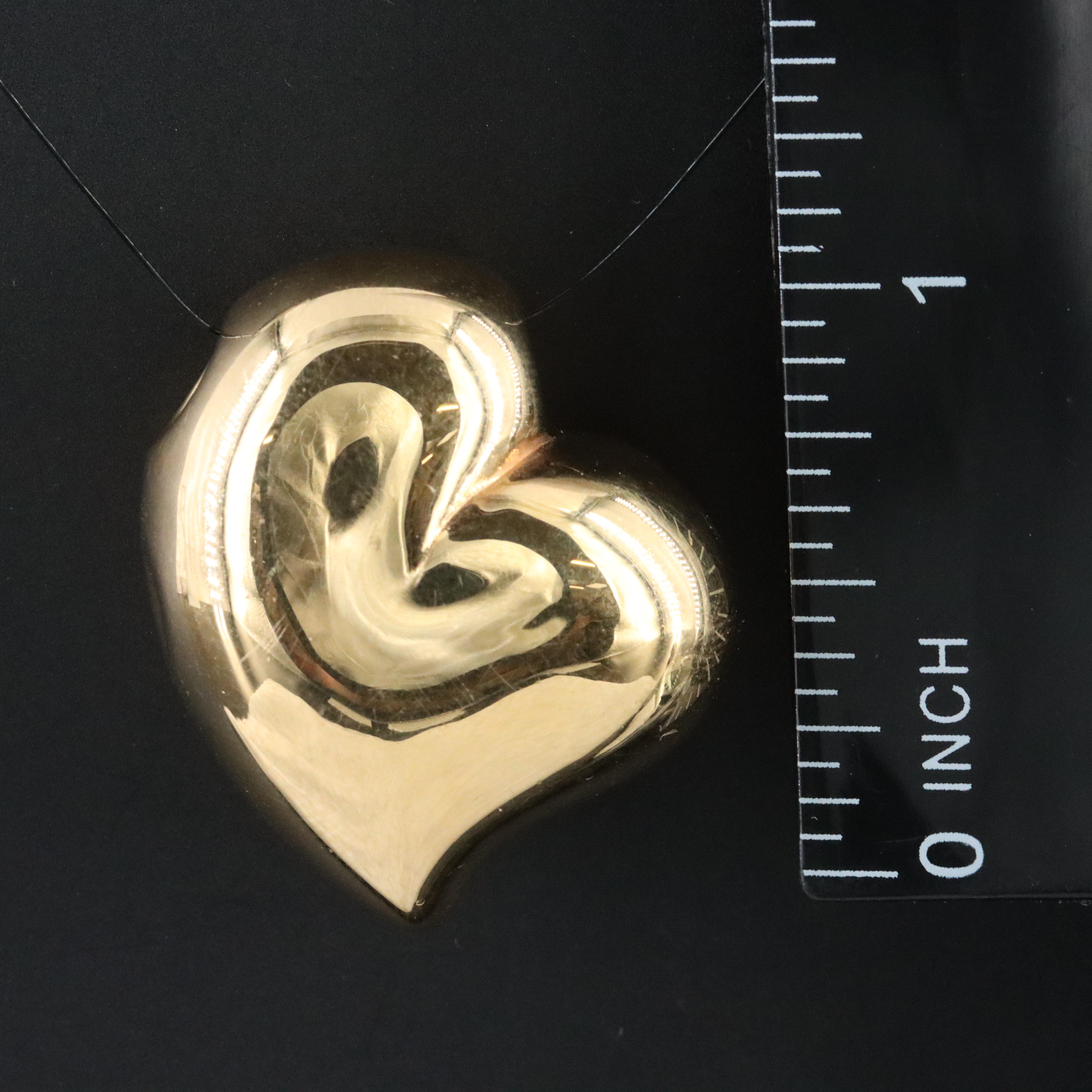 18K Puff Heart Pendant