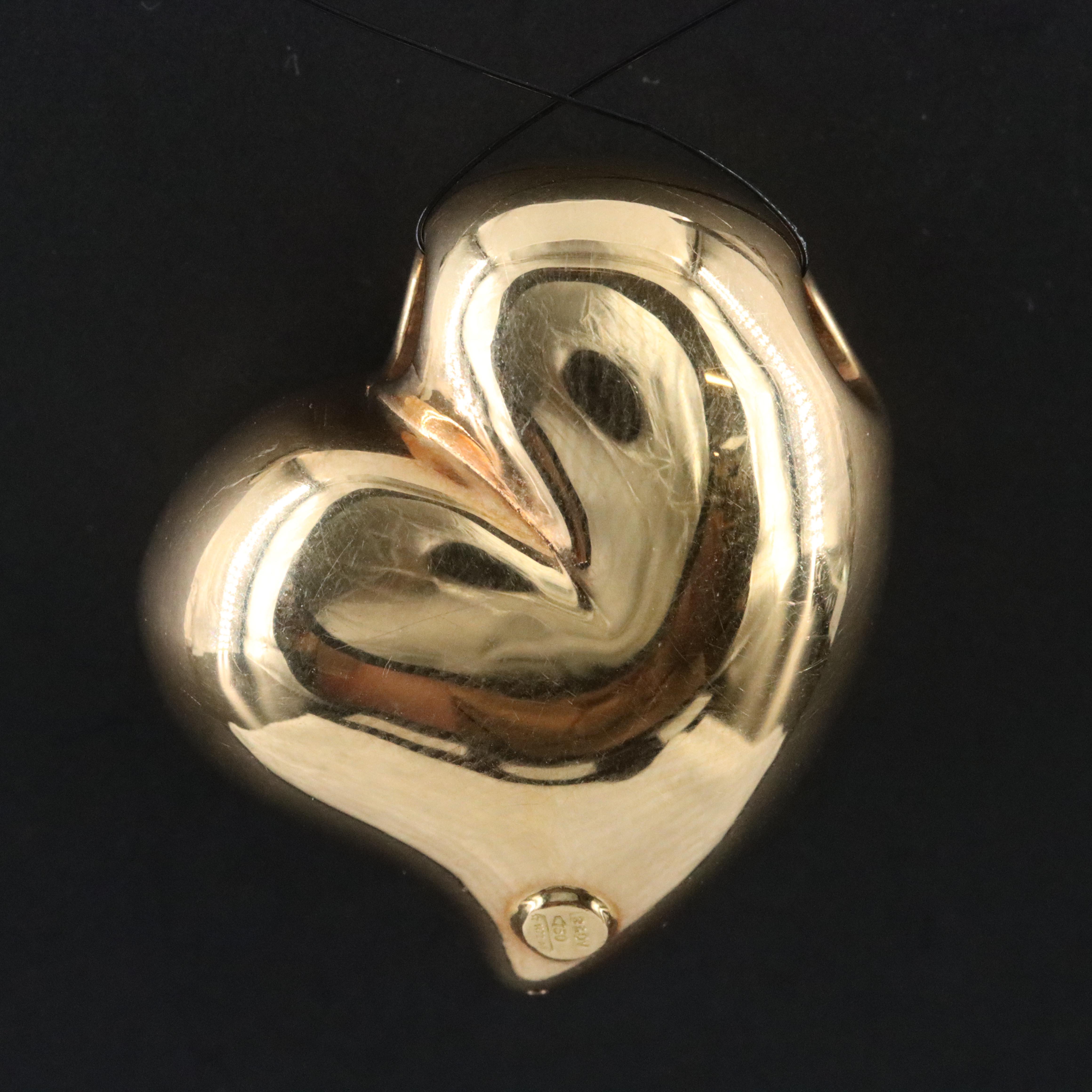 18K Puff Heart Pendant