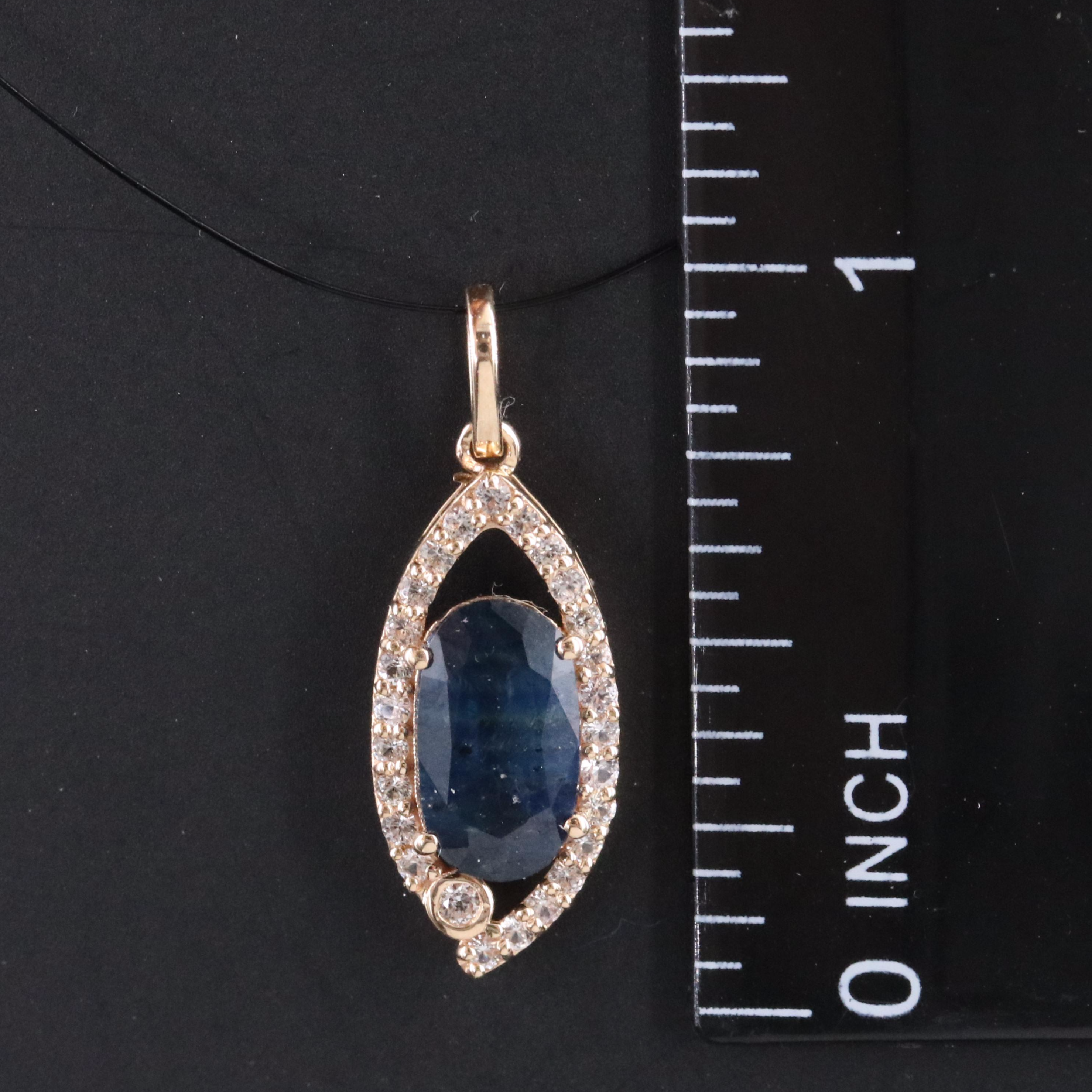 14K Blue and White Sapphire Pendant