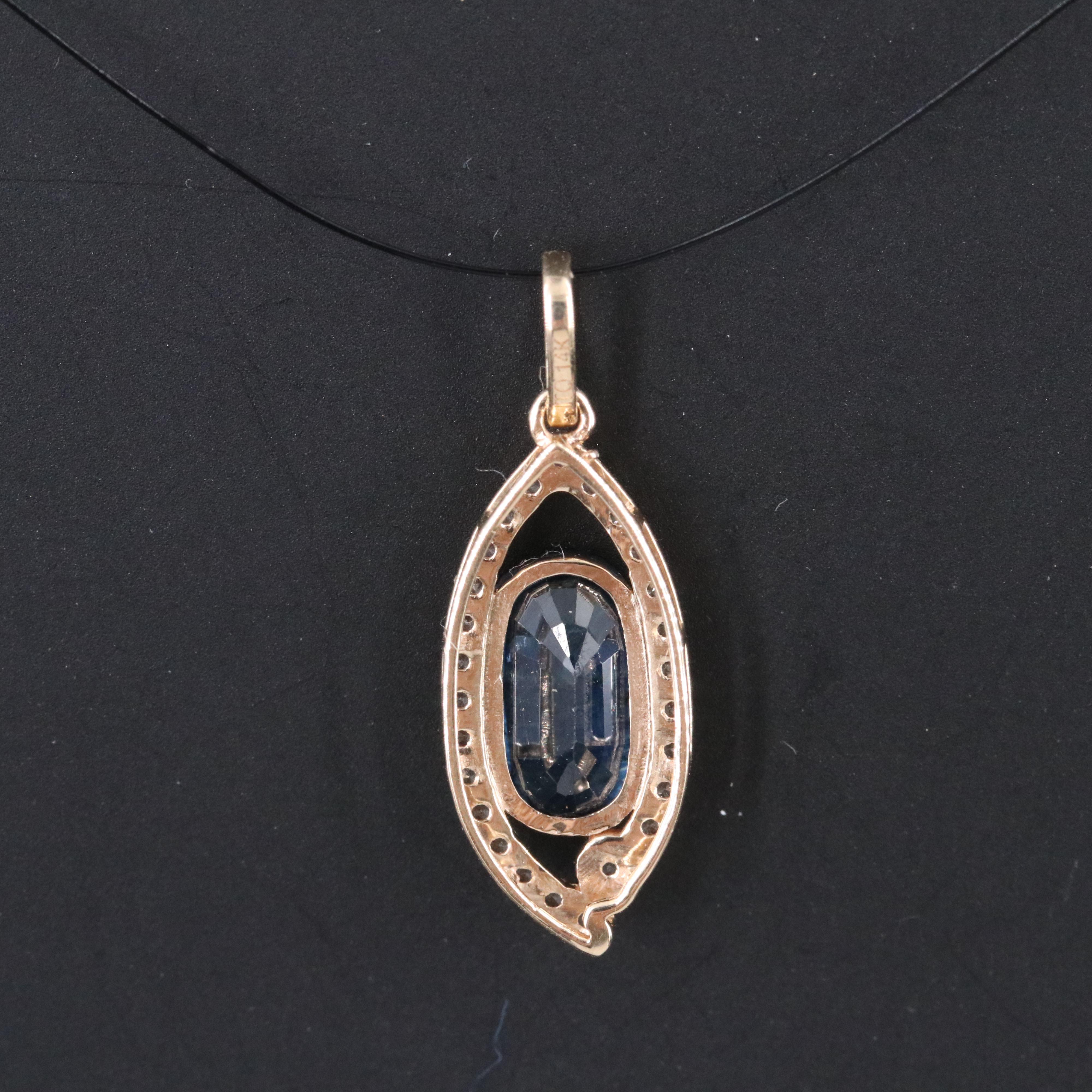 14K Blue and White Sapphire Pendant
