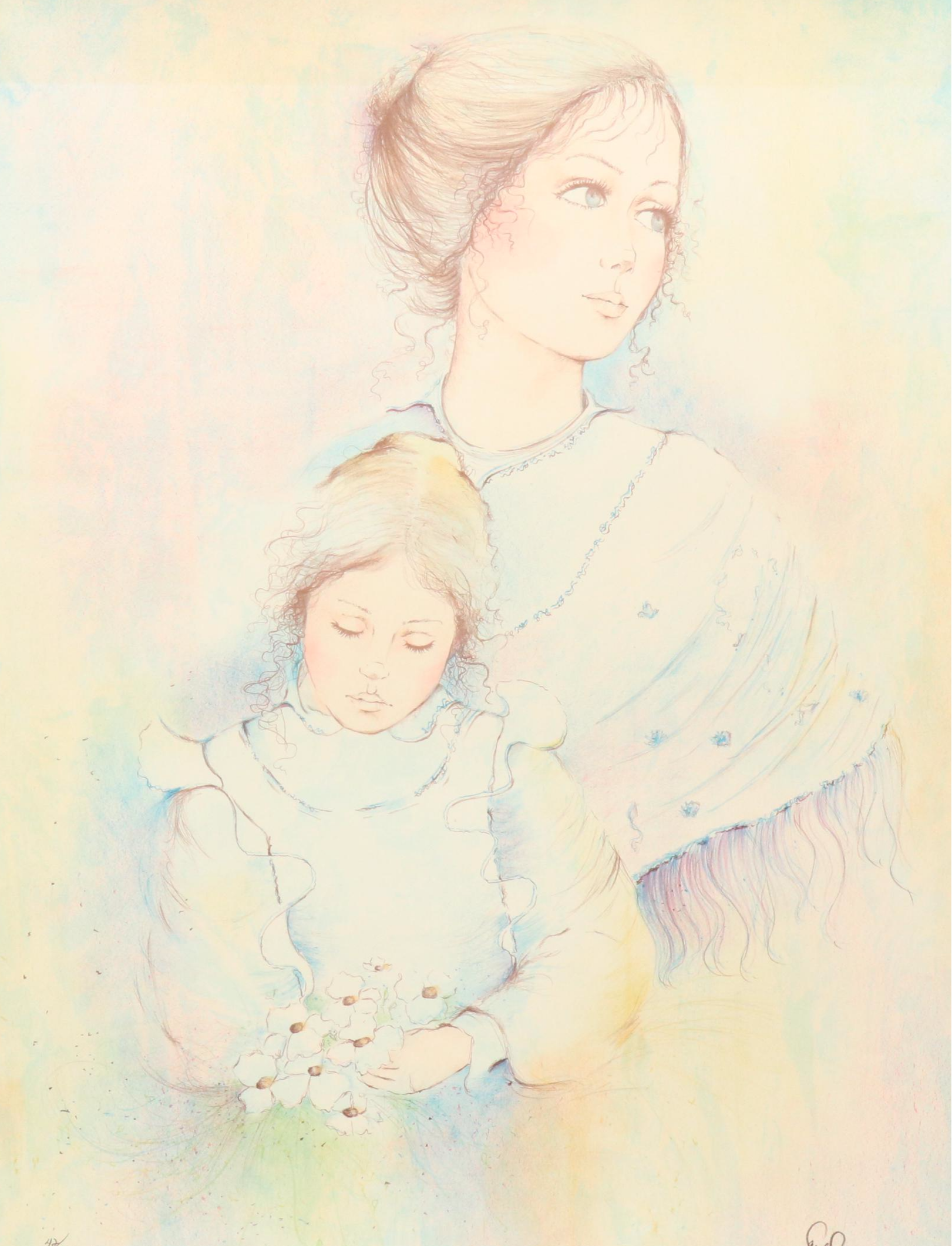 Carol Paolillo Lithographs of Mother and Child, Late 20th Century