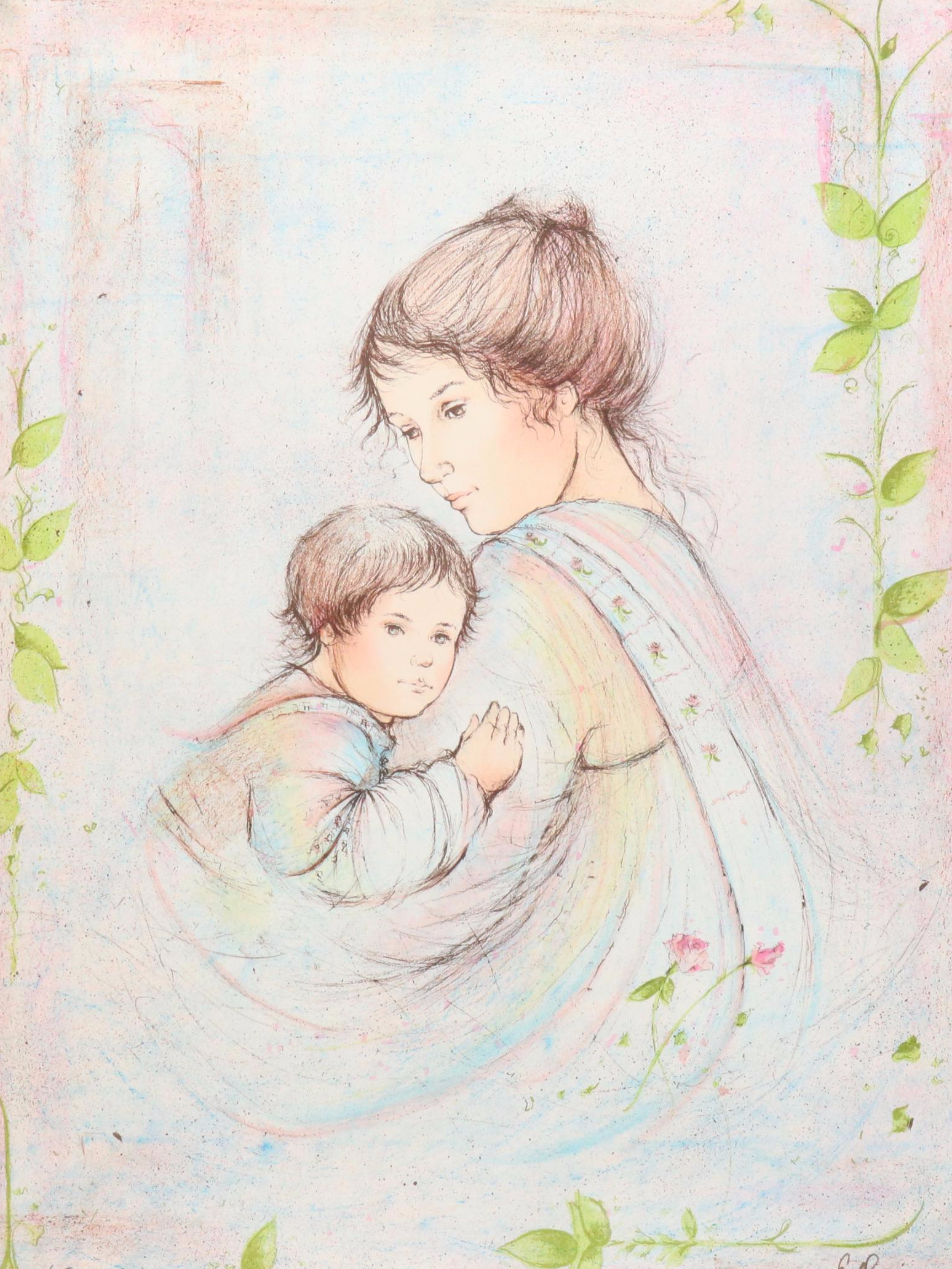 Carol Paolillo Lithographs of Mother and Child, Late 20th Century