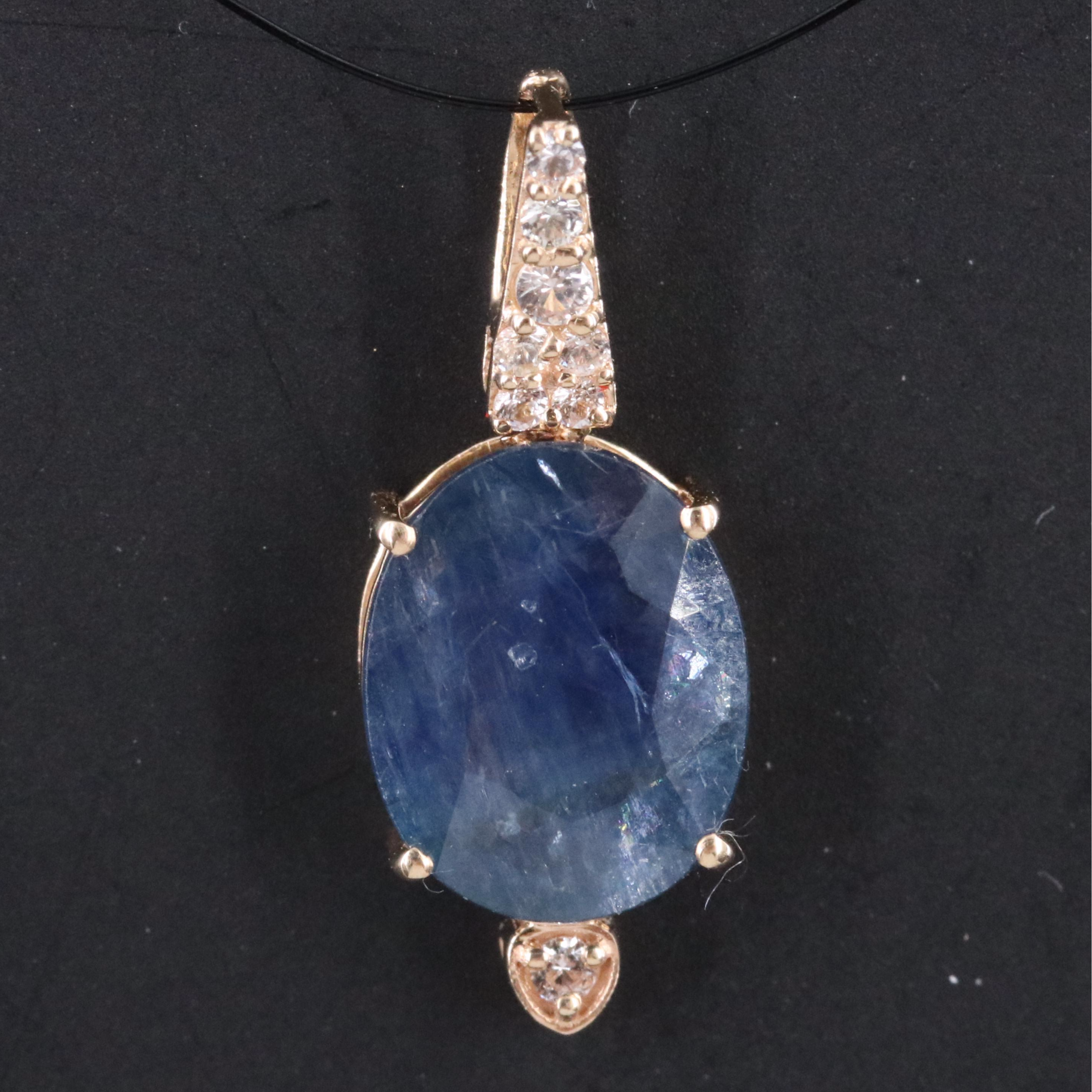 14K Blue and White Sapphire Pendant