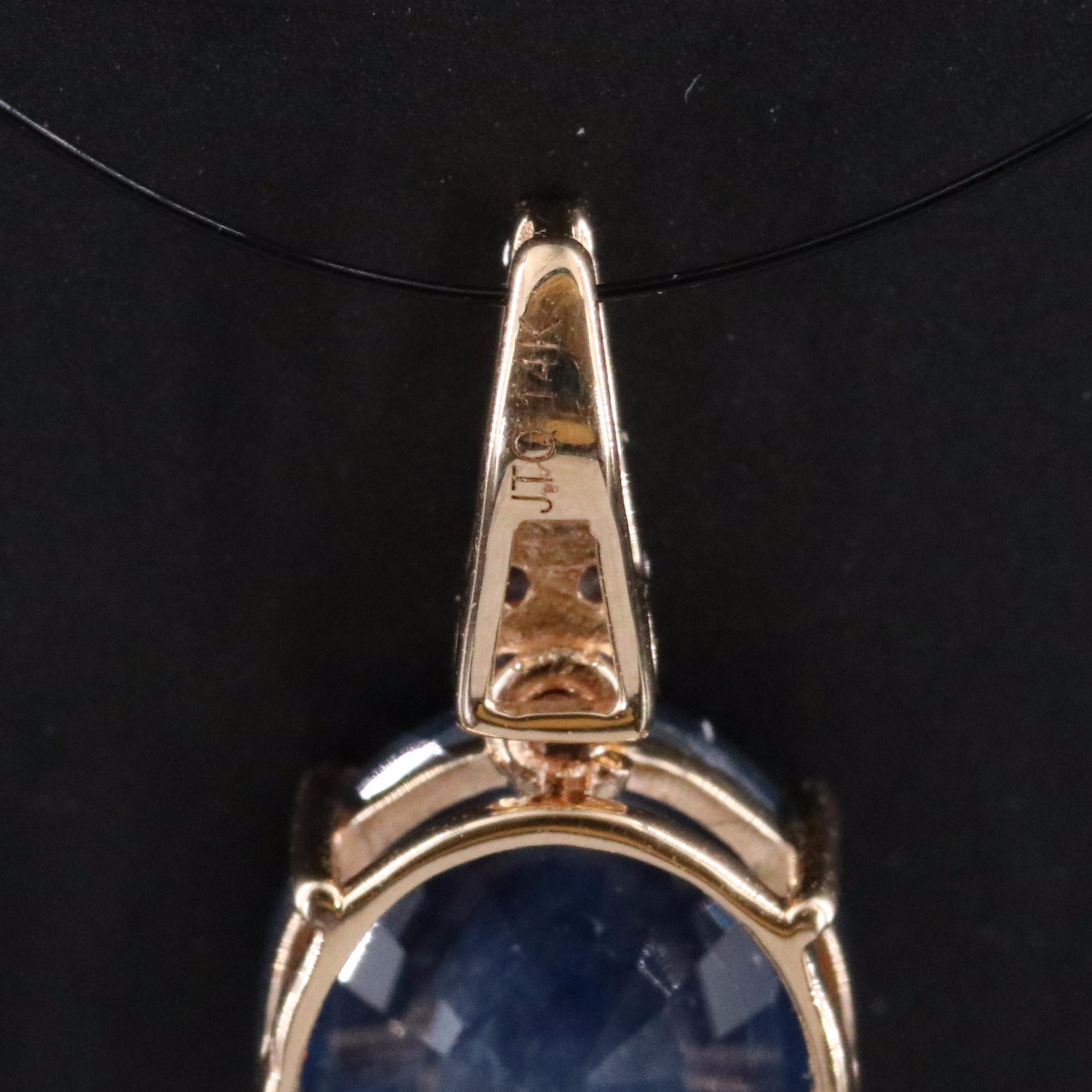 14K Blue and White Sapphire Pendant