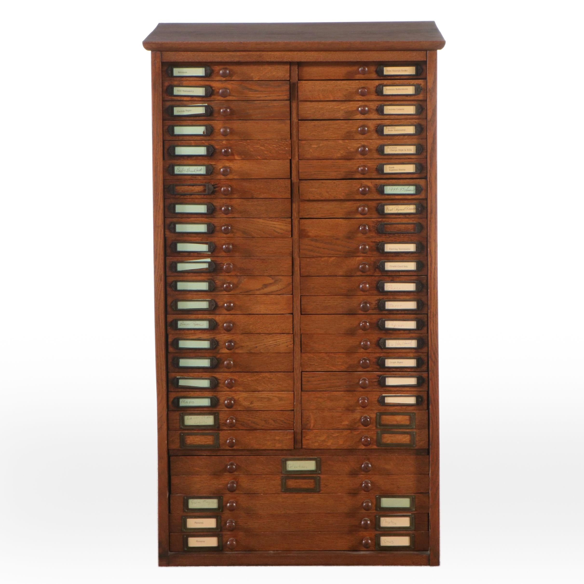 Antique Oak Flat File Cabinet