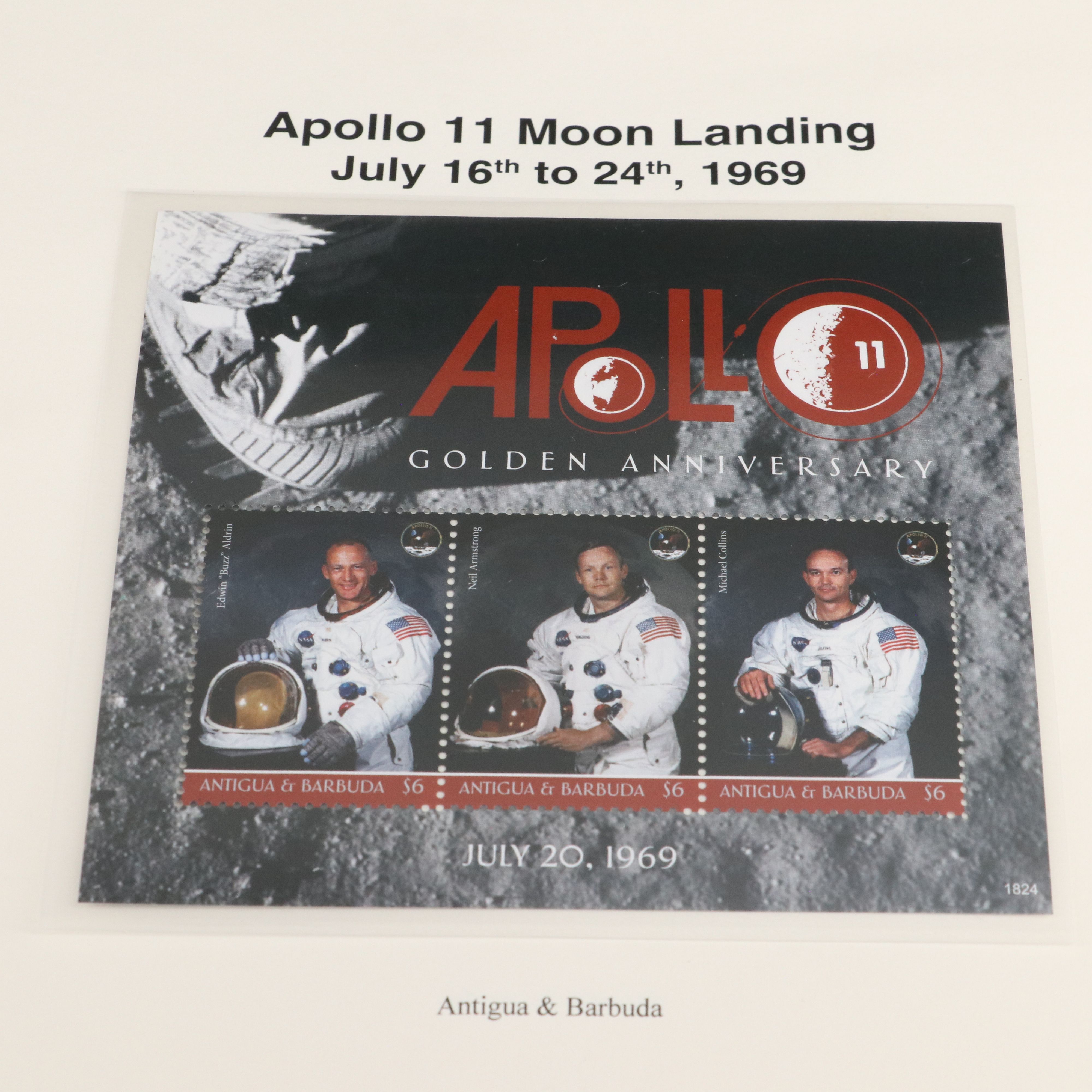 2 Stamp Albums with Mint Stamps, Moon Landing and 1950-1959 Commemorative Stamps