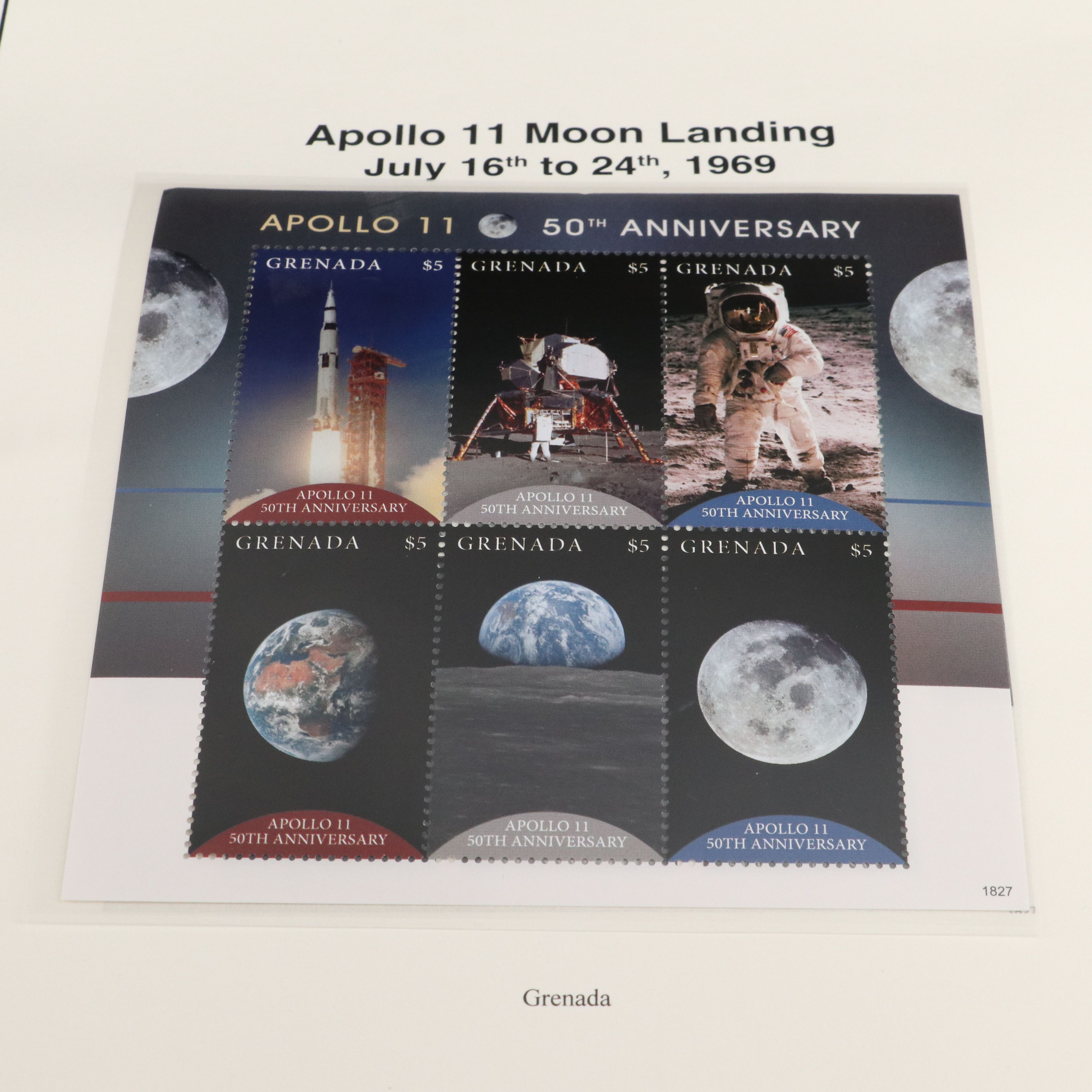2 Stamp Albums with Mint Stamps, Moon Landing and 1950-1959 Commemorative Stamps