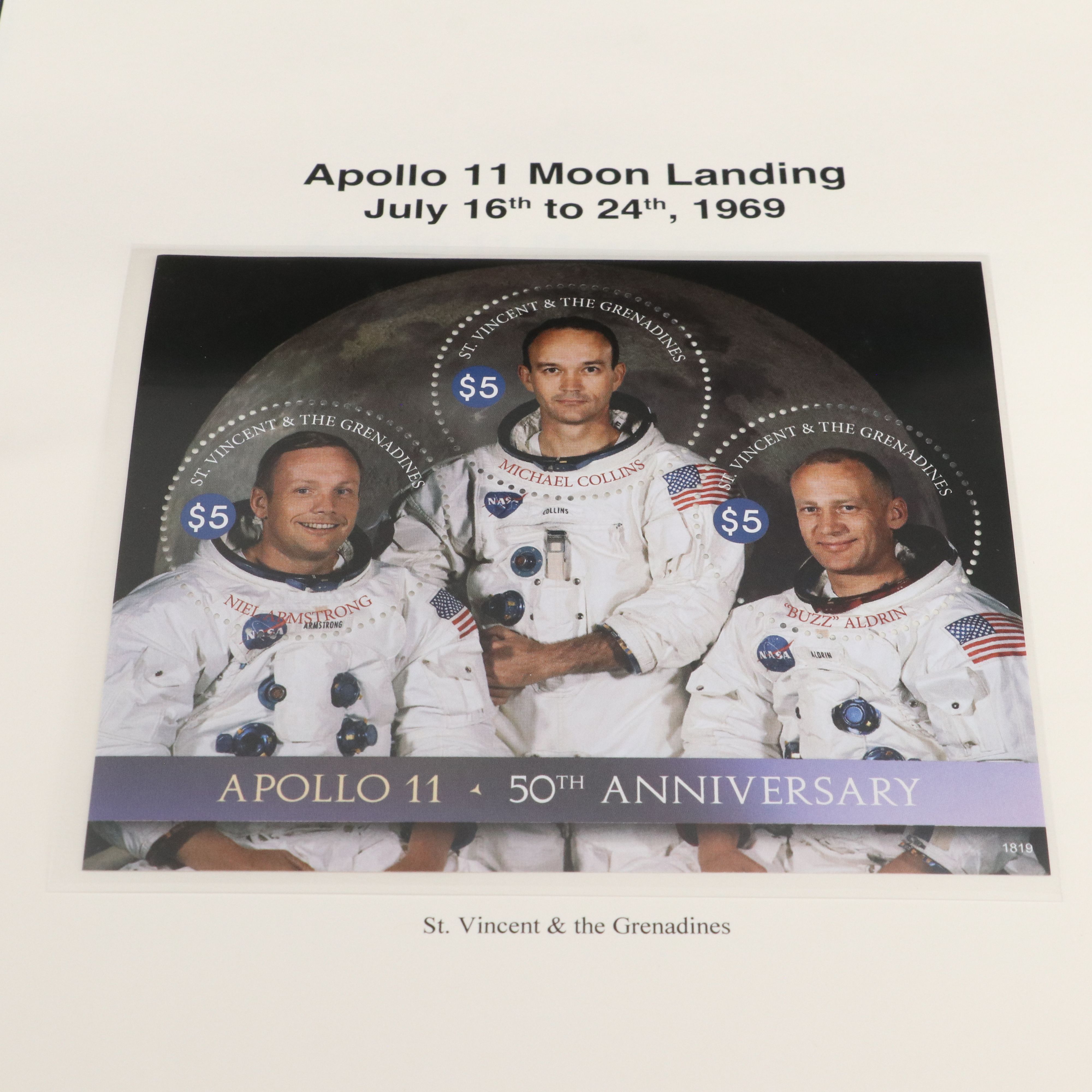 2 Stamp Albums with Mint Stamps, Moon Landing and 1950-1959 Commemorative Stamps