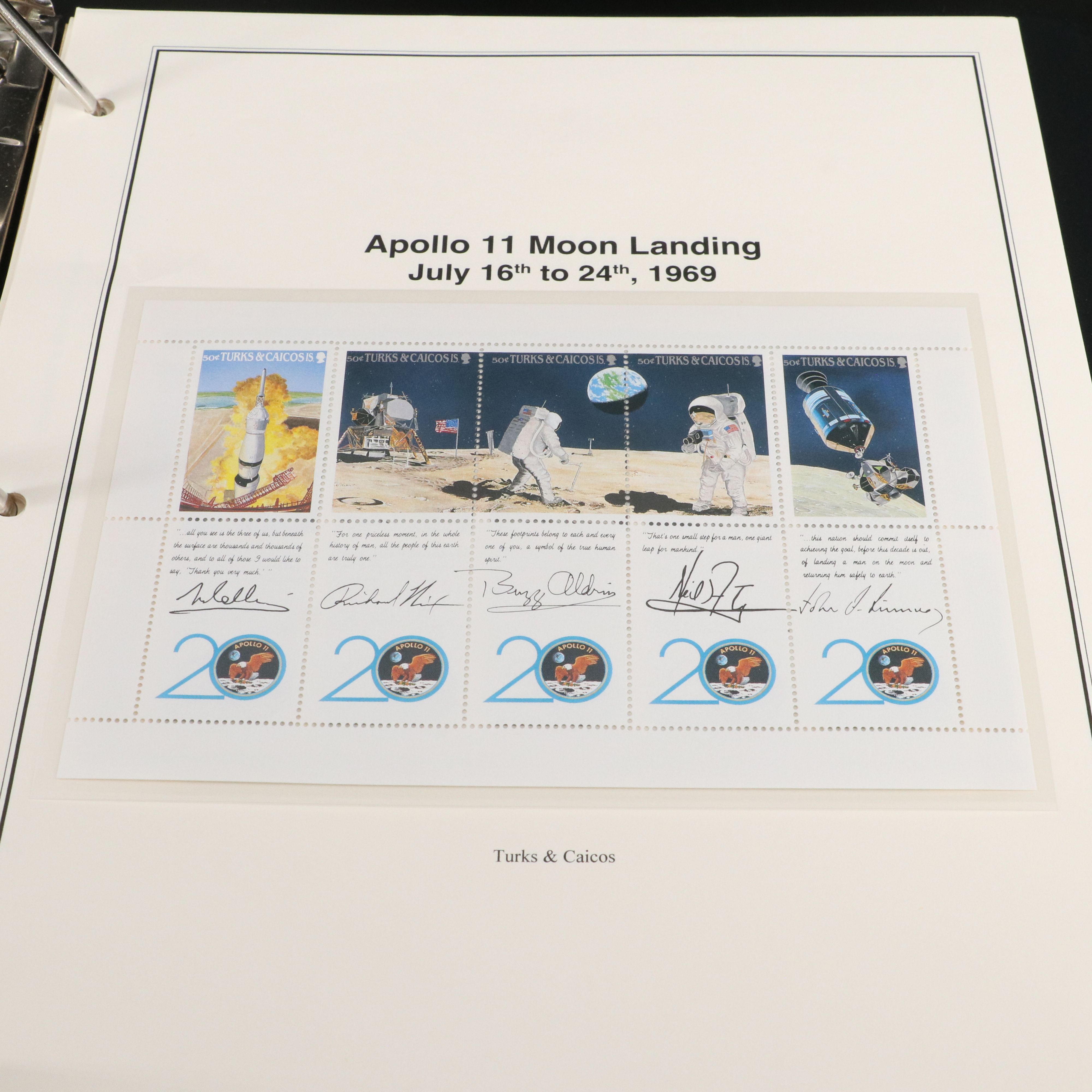 2 Stamp Albums with Mint Stamps, Moon Landing and 1950-1959 Commemorative Stamps