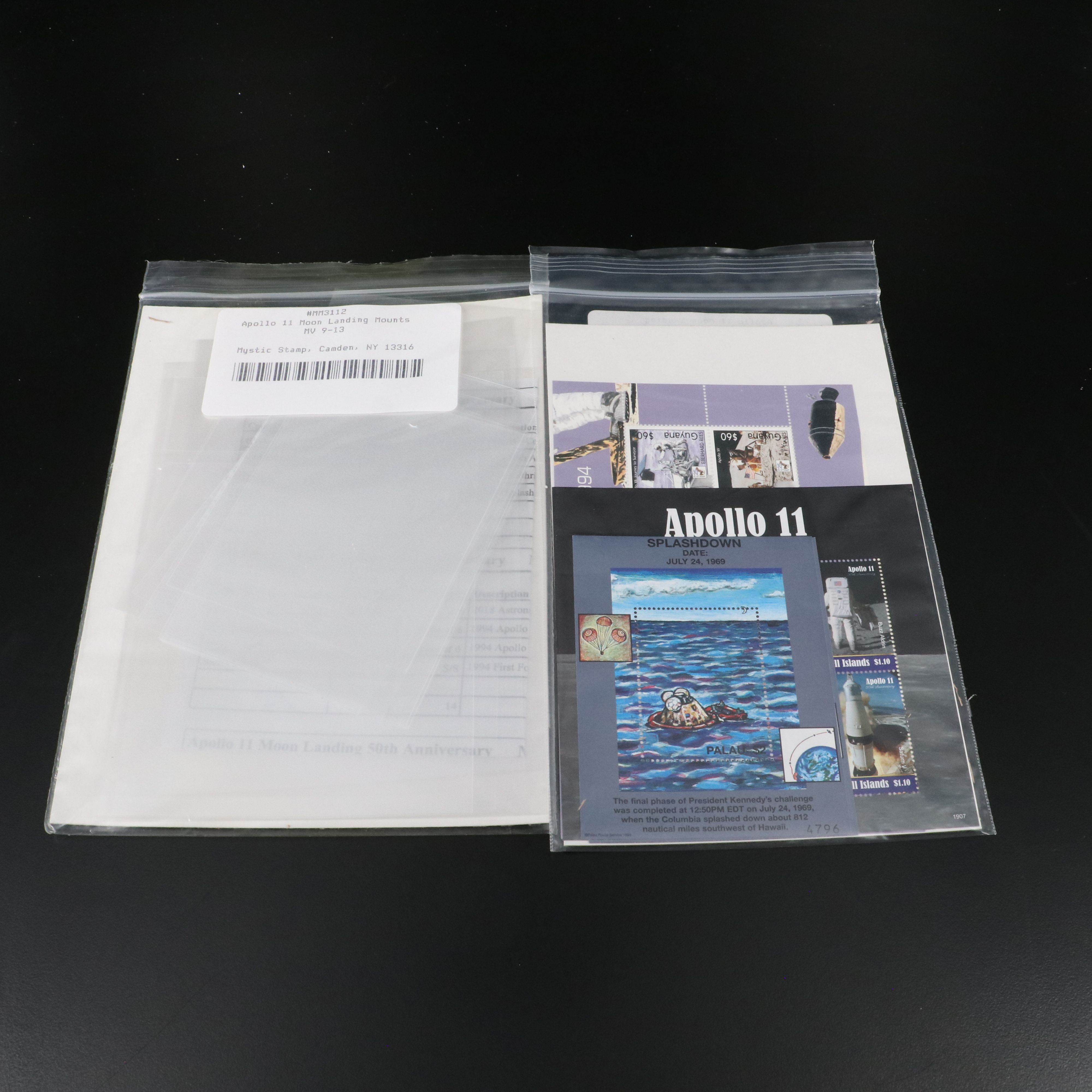 2 Stamp Albums with Mint Stamps, Moon Landing and 1950-1959 Commemorative Stamps