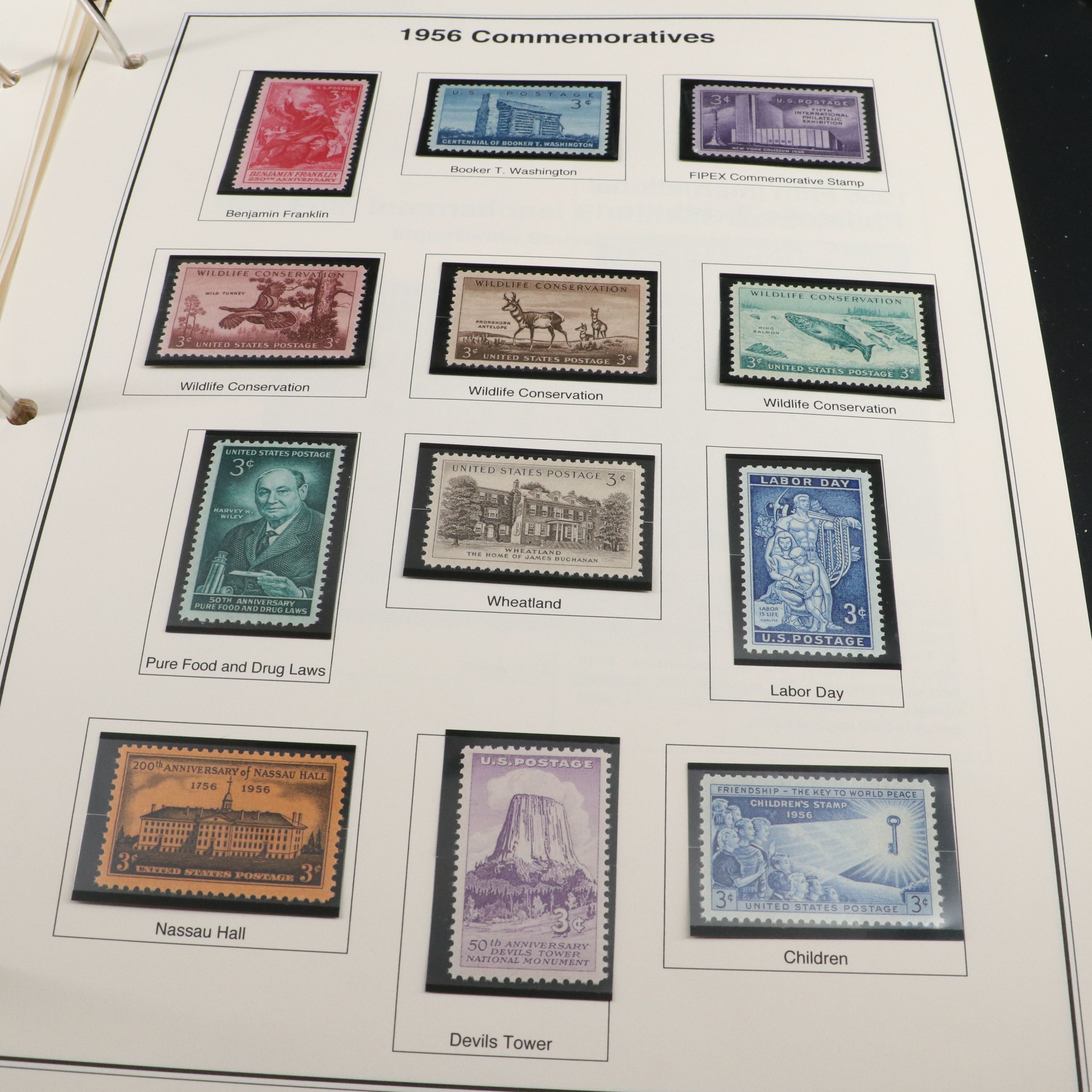 2 Stamp Albums with Mint Stamps, Moon Landing and 1950-1959 Commemorative Stamps